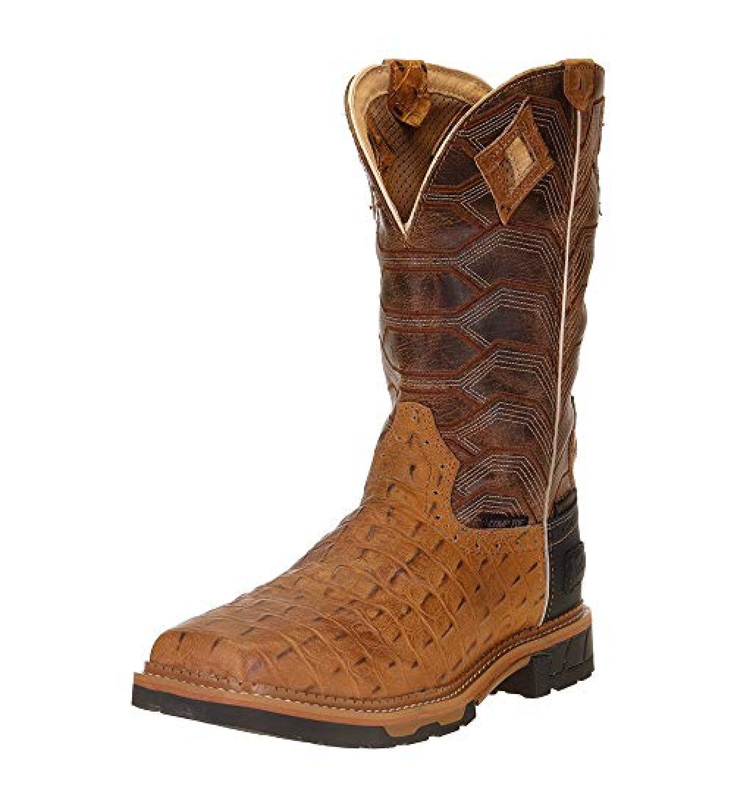 Justin Boots Men's Hybred Caramel Croc Print Work Boot - Size 9.5 EE - Buy Online on SooperMarket.com