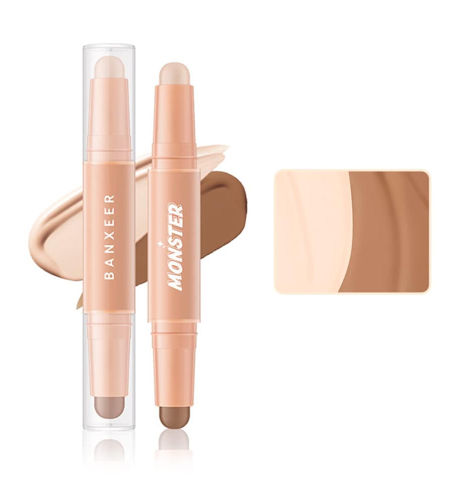 Double Headed Cream Contour Stick Bronzer | 2-in-1 Long Lasting Highlight & Contour Stick | Waterproof Makeup Kit for Light Skin | Nature Color - Buy Online on SooperMarket.com