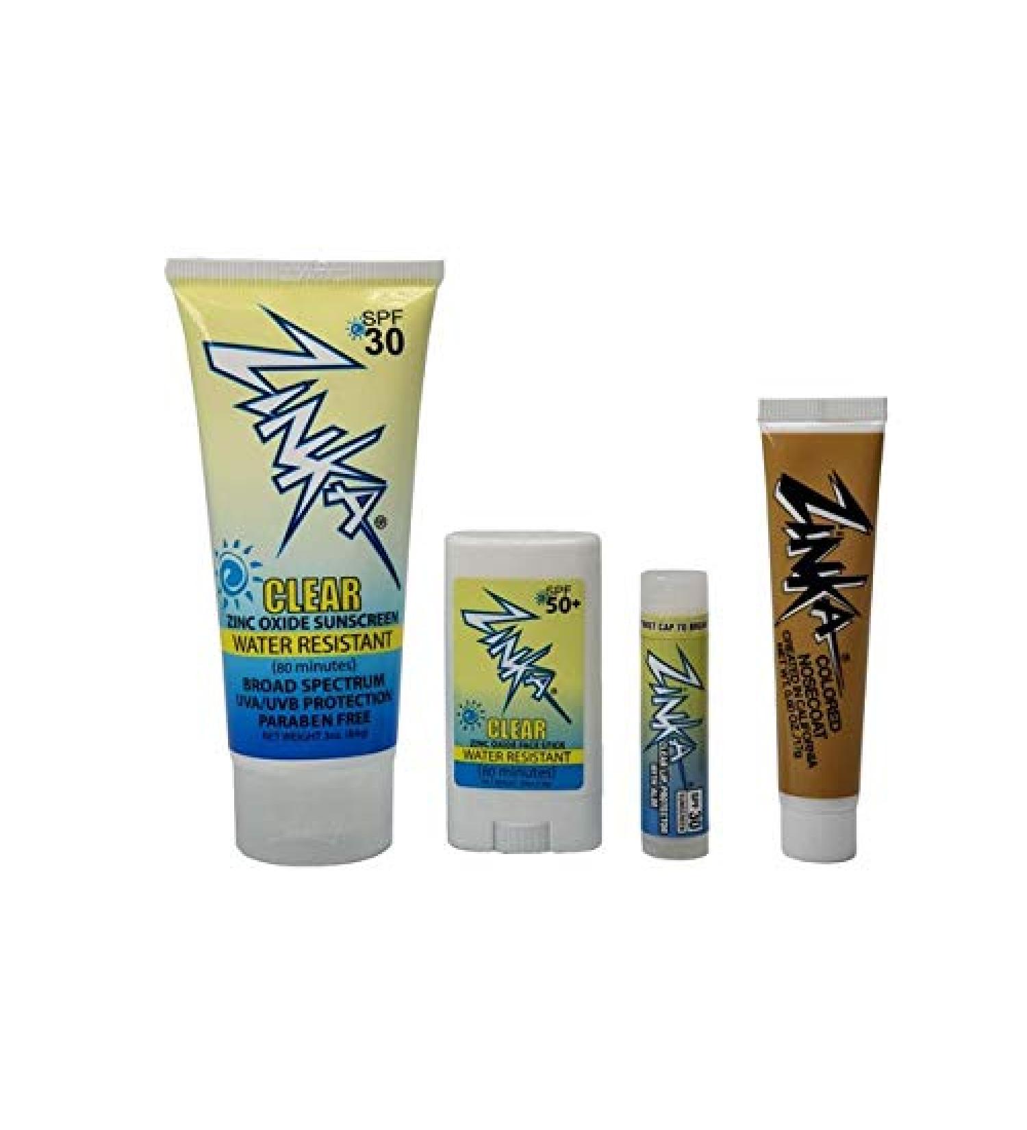 Zinka Sunny Days SPF 30/50 Sunscreen - Water Resistant Oil Free UVA & UVB Protection for Face Body & Lips | Personal Pack (Nosecoat Lotion Face Stick Lip Balm - Buy Online on SooperMarket.com