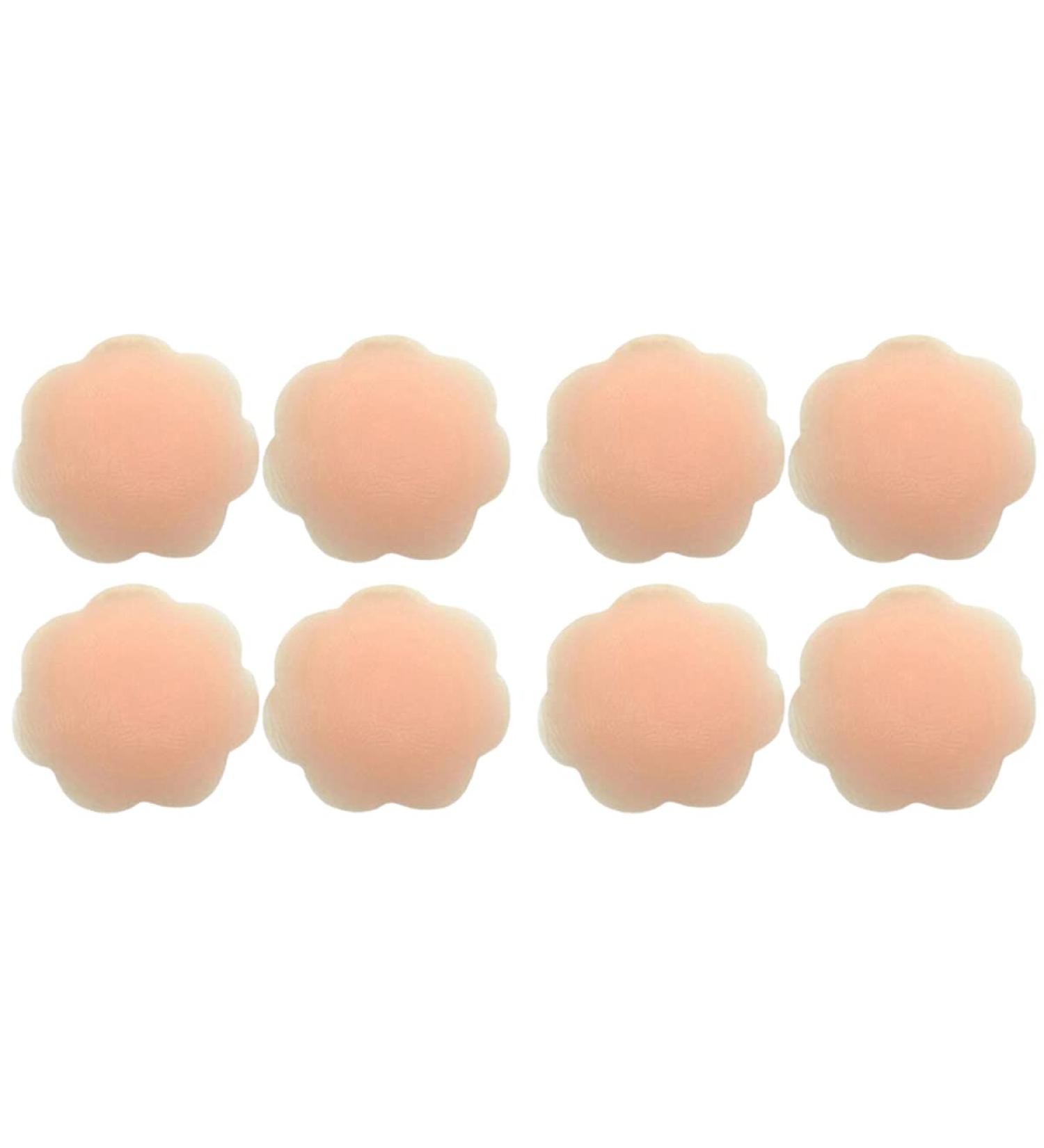 Buy FZBNSRKO 4 Pairs Plum Blossom Silicone Nipple Covers - Reusable Adhesive Breast Pads for Women & Girls - Buy Online on SooperMarket.com