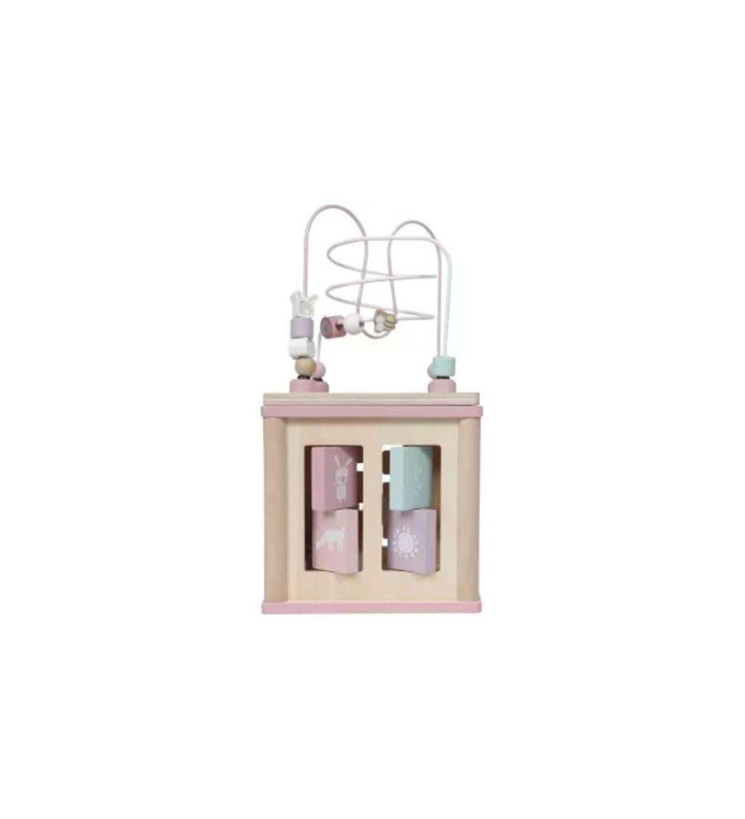 Little Dutch 4427 Wooden Activity Cube - Adventure Pink | Enhance Motor Skills & Fun Playtime for Kids - Buy Online on SooperMarket.com