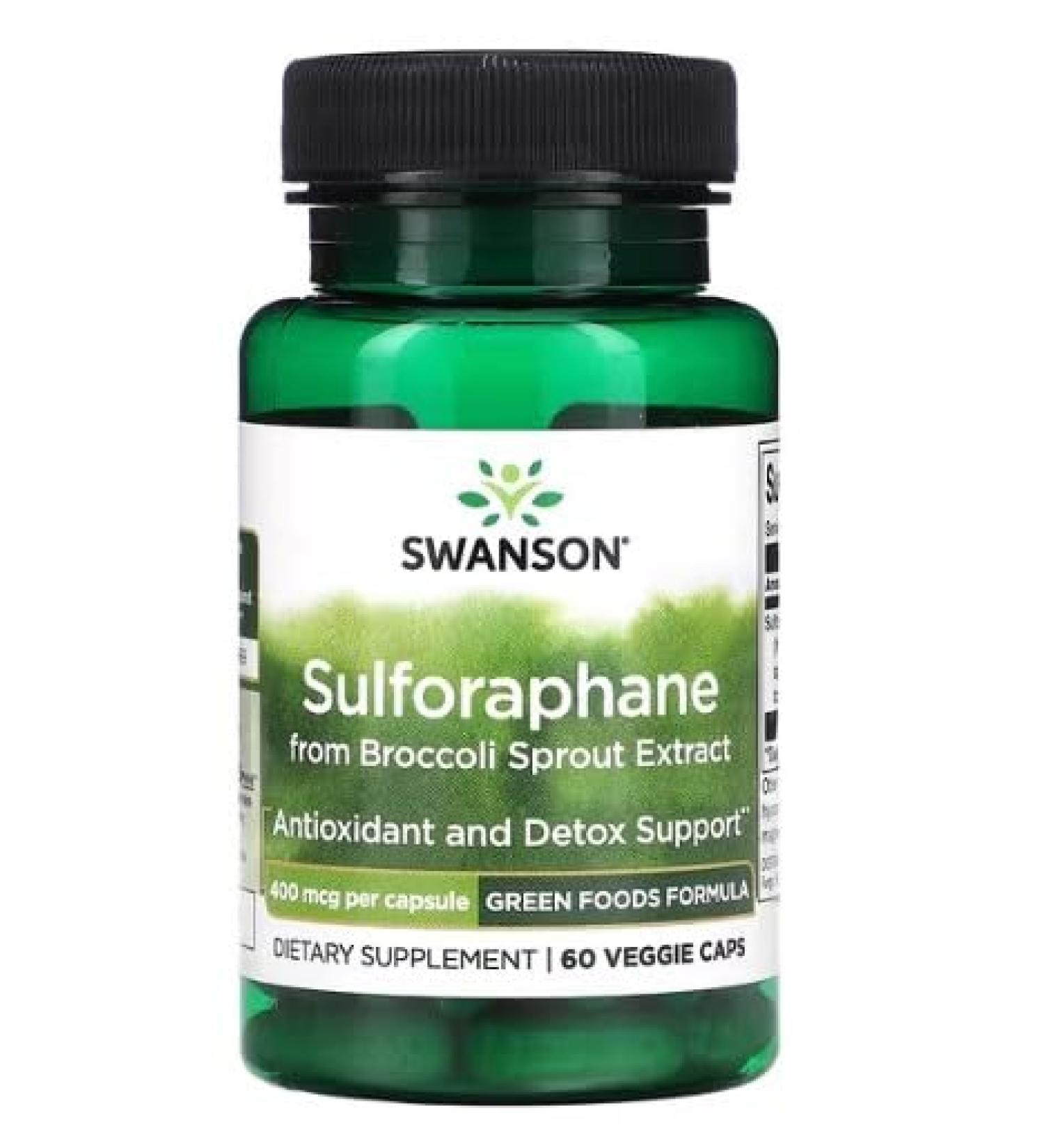 Swanson Sulforaphane Broccoli Sprout Extract 400mcg 60 Vcaps - Natural Detox & Antioxidant Support - Buy Online on SooperMarket.com