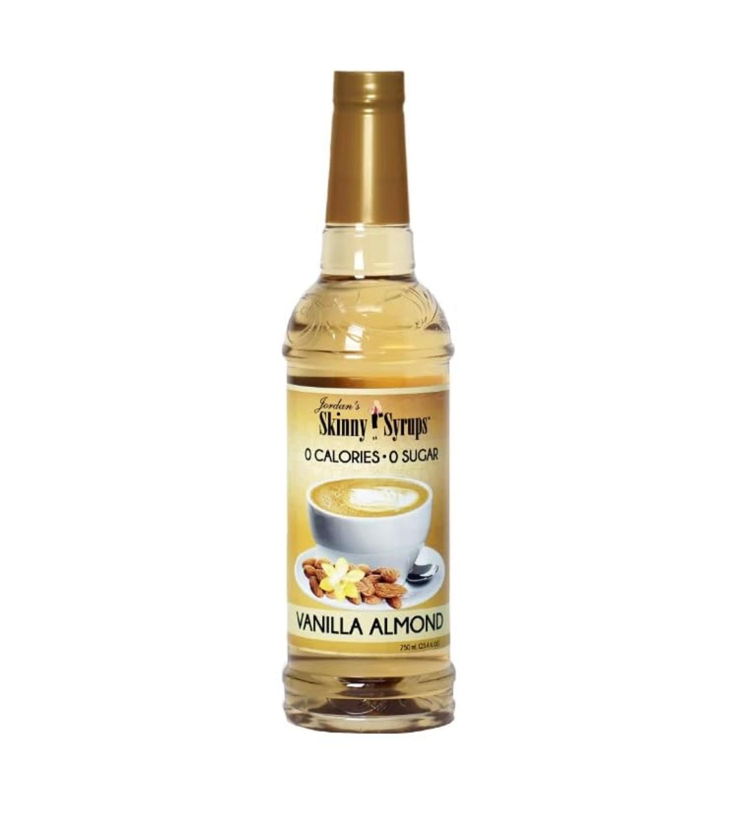 Jordan's Skinny Mixes Sugar Free Vanilla Almond Syrup | Zero Calories Zero Sugar Zero Carbs | For Coffee Tea Lattes | 1 Bottle (750 mL) - Buy Online on SooperMarket.com