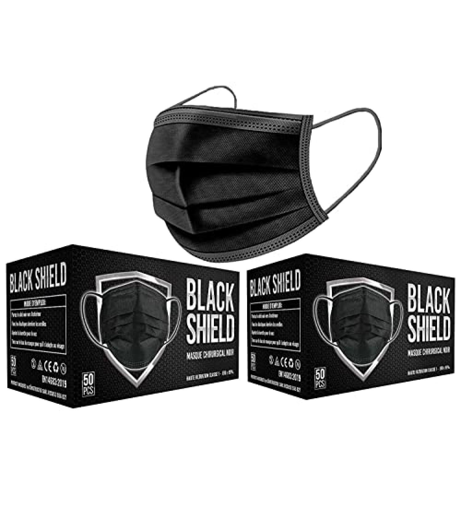 Black Shield 100+2 Black Face Masks - 3 Layers - Ultra Comfy - Disposable - Buy Online on SooperMarket.com