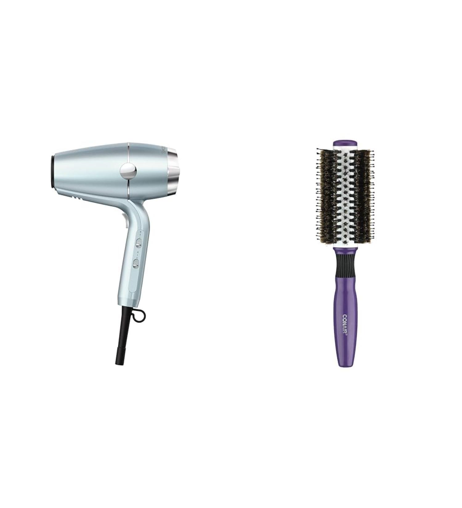 InfinitiPRO by Conair 910NC Smoothwrap Hair Dryer WITH Conair Infiniti pro by 85374 Round Hair Brush W/Boar Bristles 1 Count