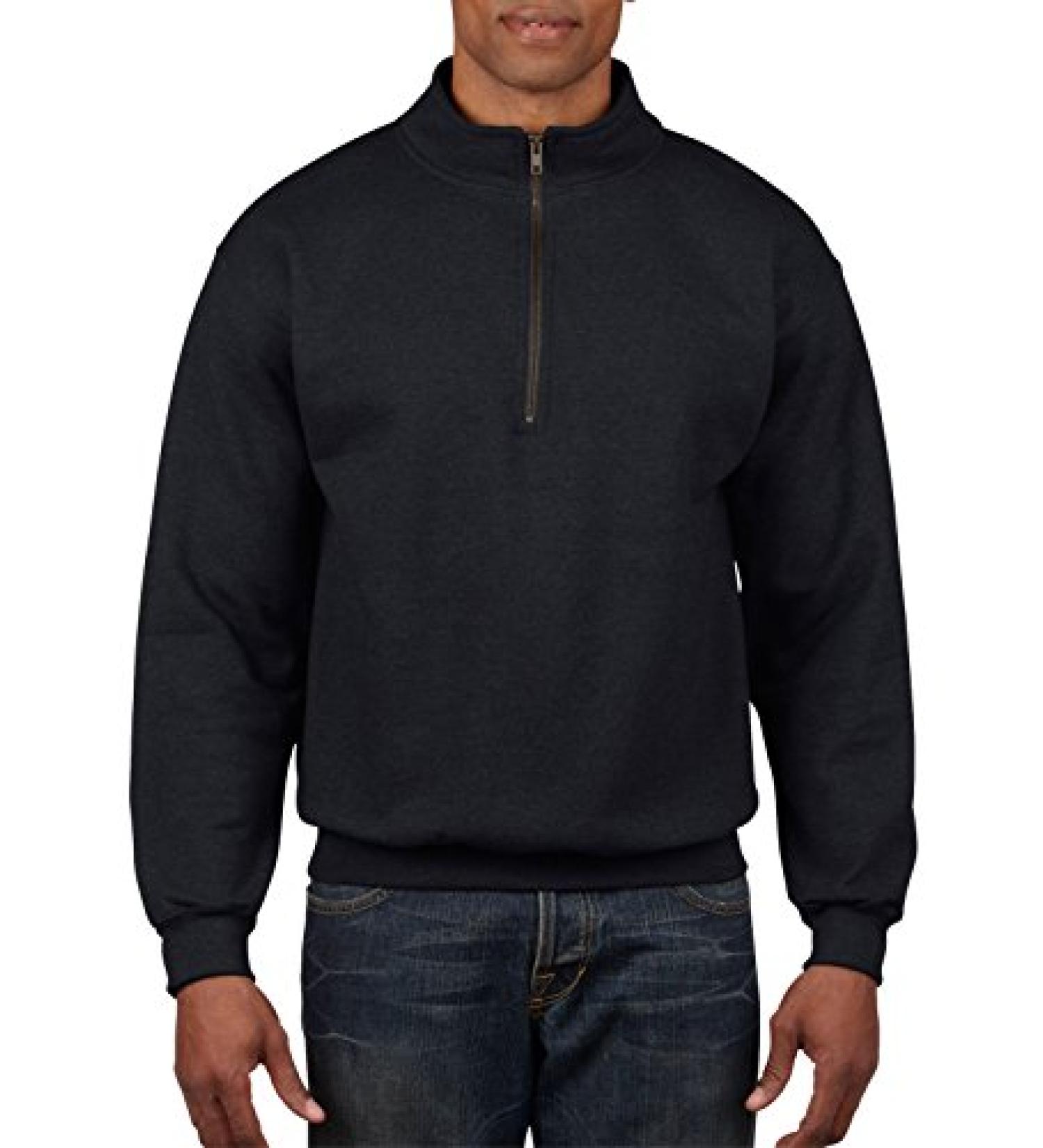 Gildan mens Fleece Quarter-zip Cadet Collar Sweatshirt, Style G18800 Large Black