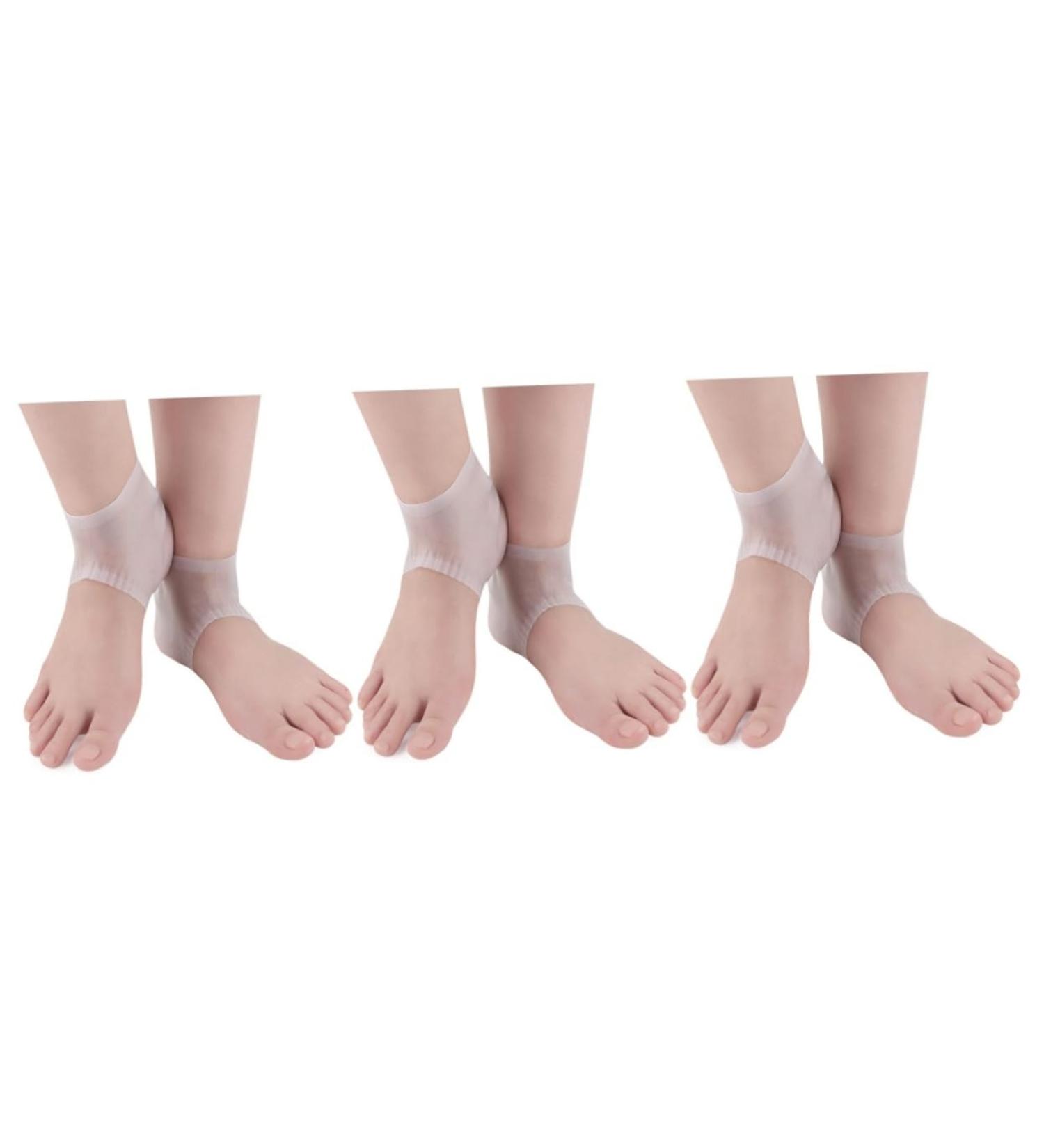 Healeved 3 Pairs Foot Care Protector Breathable Socks Heel Cups for Heel Pains Gelt Silicone Gel Cracked Heel Sleeves Silicone Heel Protectors Shoe Inserts Moisturizing Socks Soft White - Buy Online on SooperMarket.com