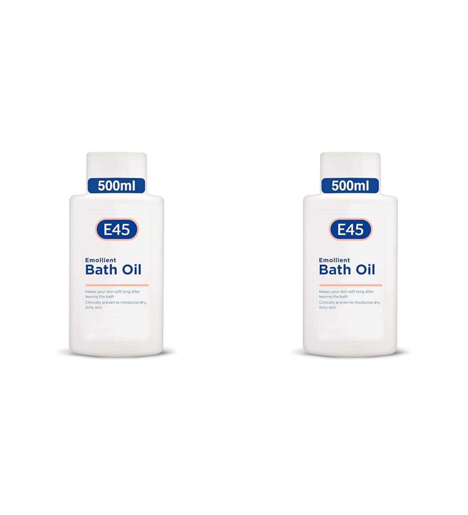 E45 Bath Oil 500 ml E45 Bath Oil Emollient to Moisturise & Hydrate Dry Skin Gently Cleanses for Soft Skin Soap Free & Perfume Free Emollient Bath & Shower Oil Body Wash - Dermatologically Tested - Buy Online on SooperMarket.com