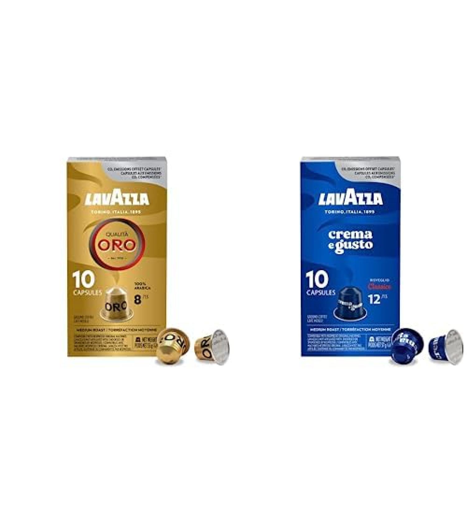 Lavazza Qualita Oro Medium Roast Coffee Capsules Compatible with Nespresso Original Machines 100% A with Crema E Gusto Medium Roast Coffee Capsules Compatible