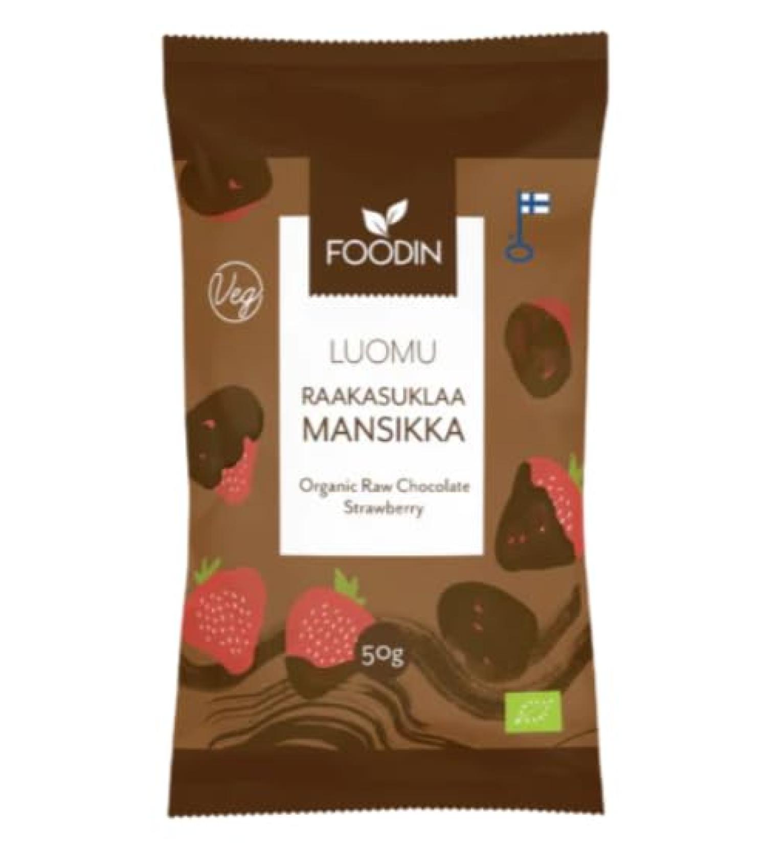 Foodin Raw Chocolate Strawberry Organic 50g Pack of 8 - Buy Online on SooperMarket.com