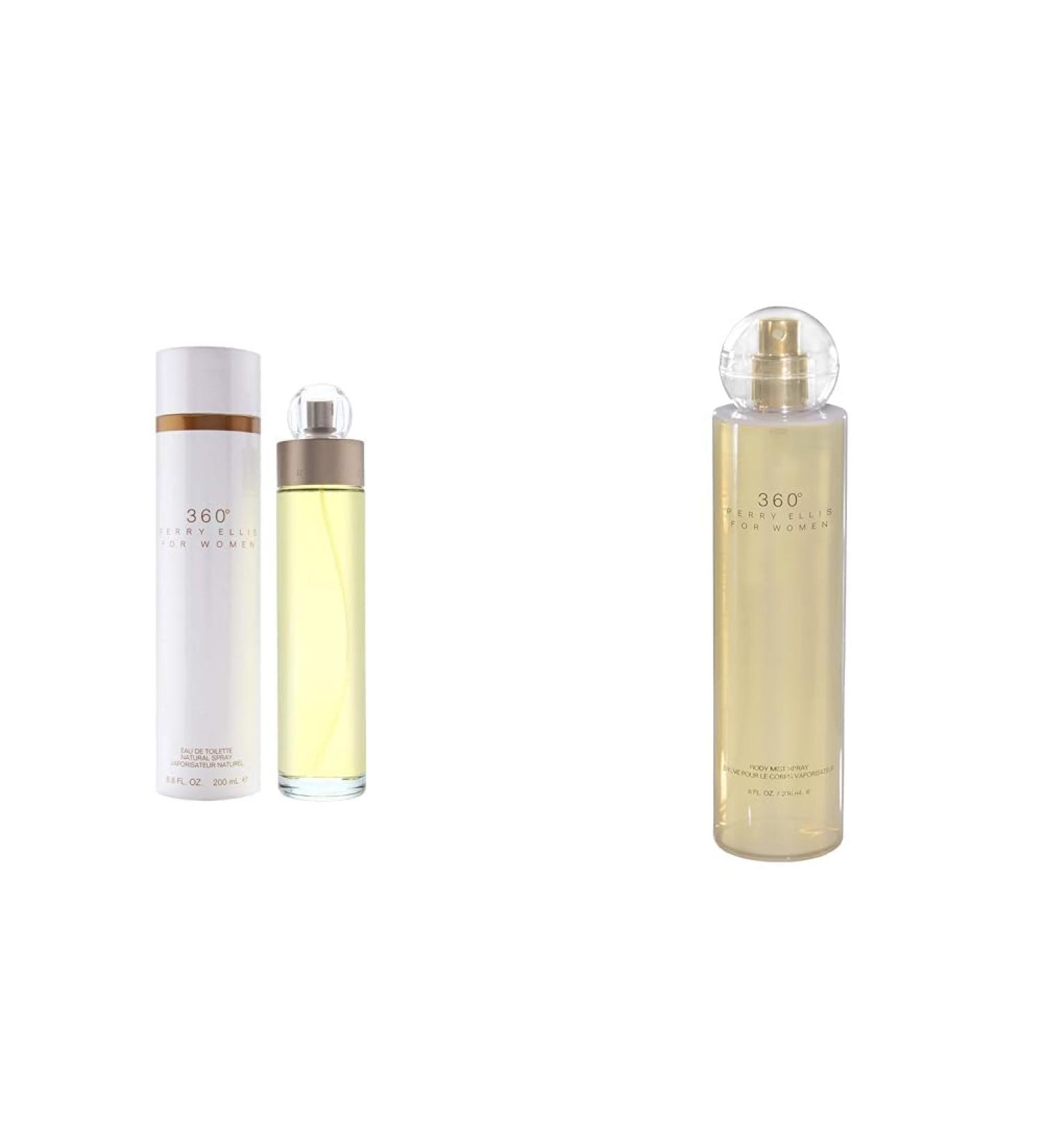 Perry Ellis 360 Eau De Toilette Spray 6.8 Oz/ 200 Ml for Women & 360 for Women Body Mist 8 Ounce - Buy Online on SooperMarket.com