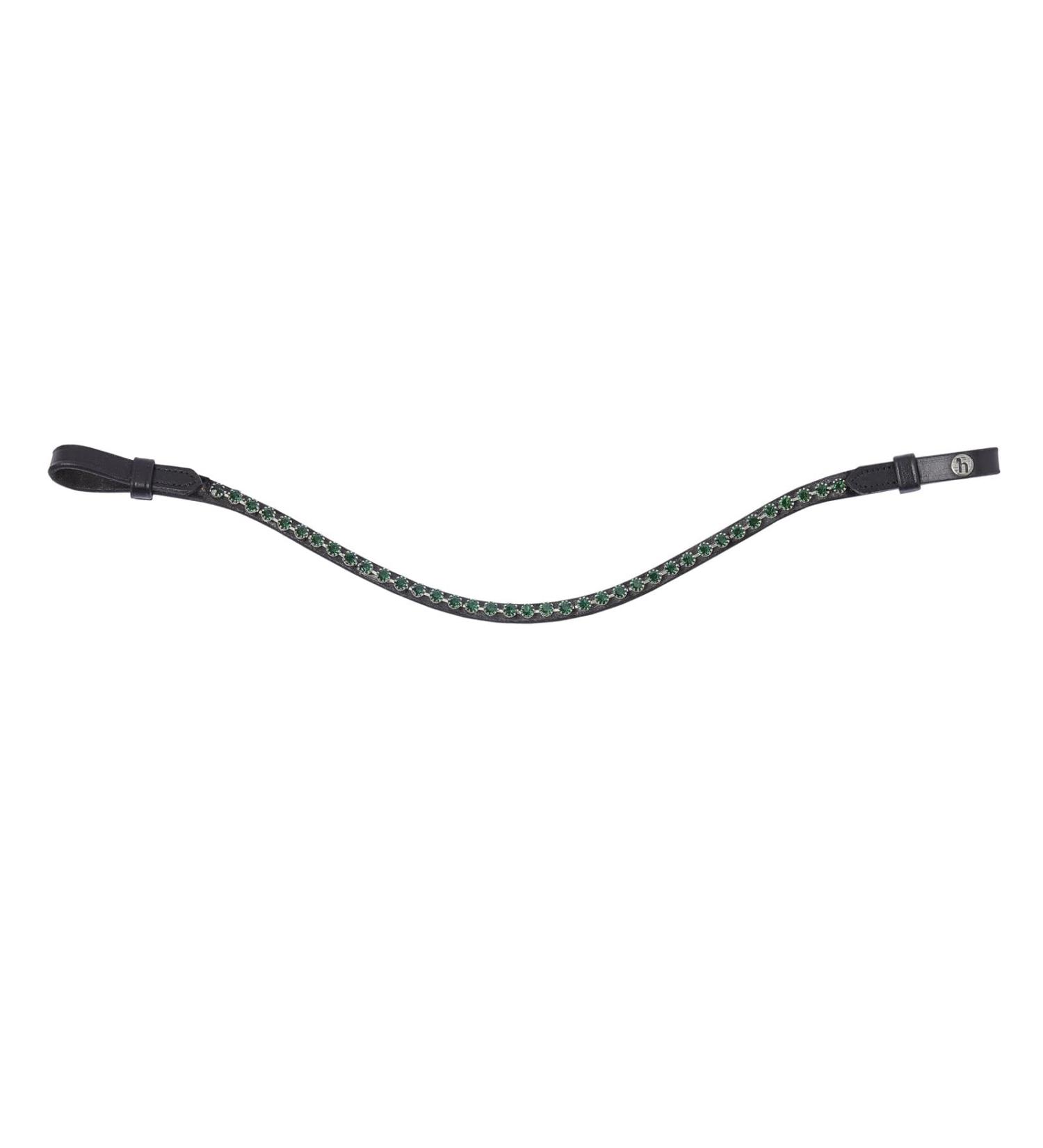 HORZE Noir Leather Bow-Shaped Horse Browband with Crystal Details - Black/Green - Horse - Buy Online on SooperMarket.com