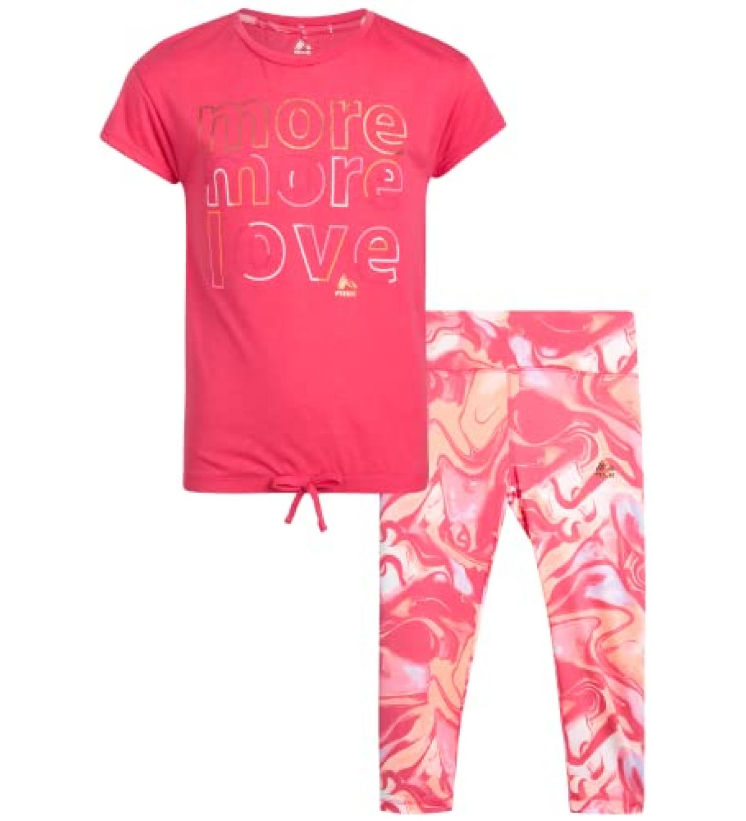 RBX Girls Active Leggings Set - 2 Piece T-Shirt & Capri Leggings (Size 4-12) | Berry Love 5-6 - Buy Online on SooperMarket.com