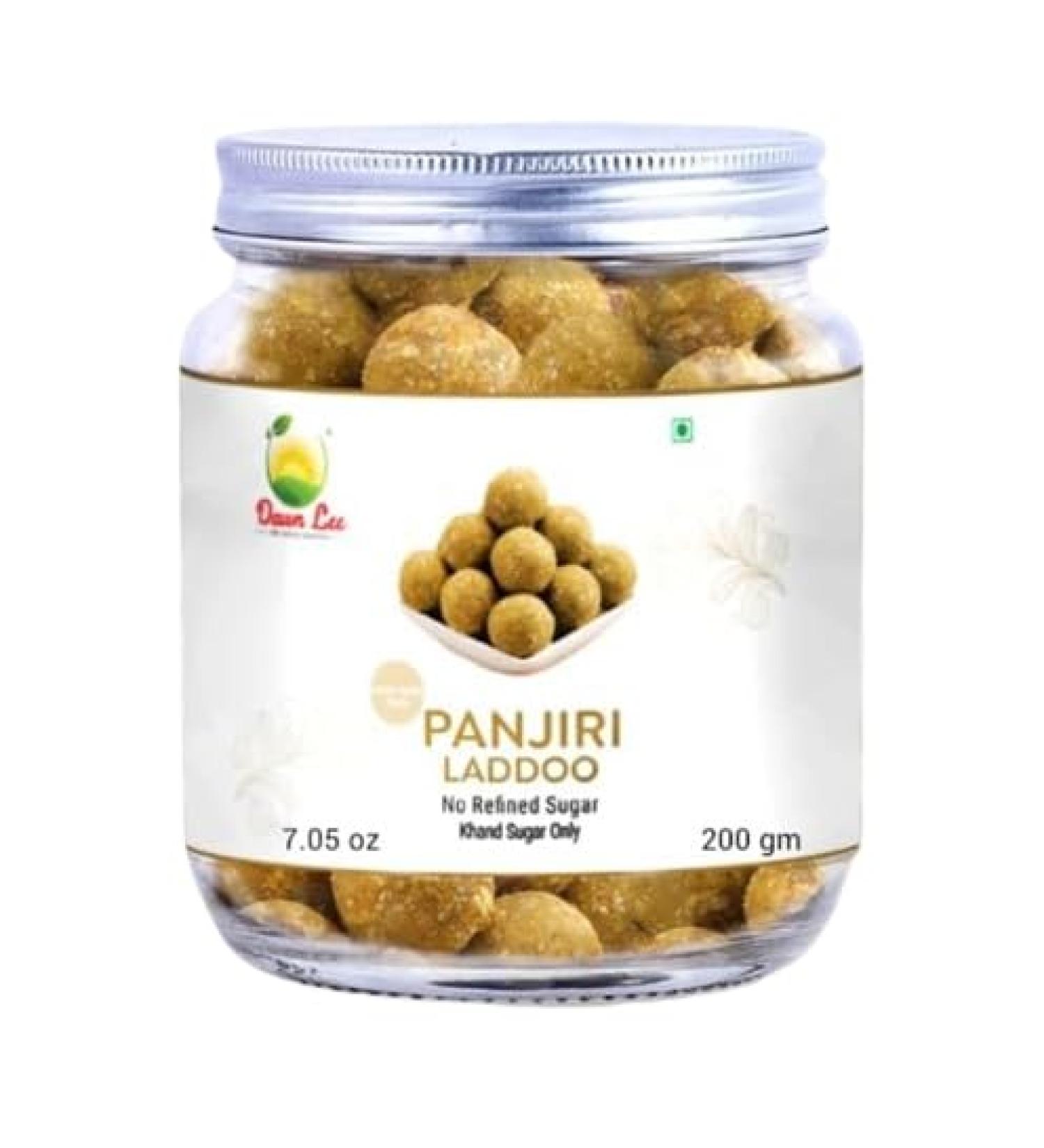 Dawn Lee Panjiri Ladoo - Indian Sweets - Homemade with A2 Billona Ghee- Coriander Seed Powder Laddu- Refinded Sugar Free - No Preservatives - Gluten Free - Panjirri Laddu - Healthy- 200 Gram - Buy Online on SooperMarket.com