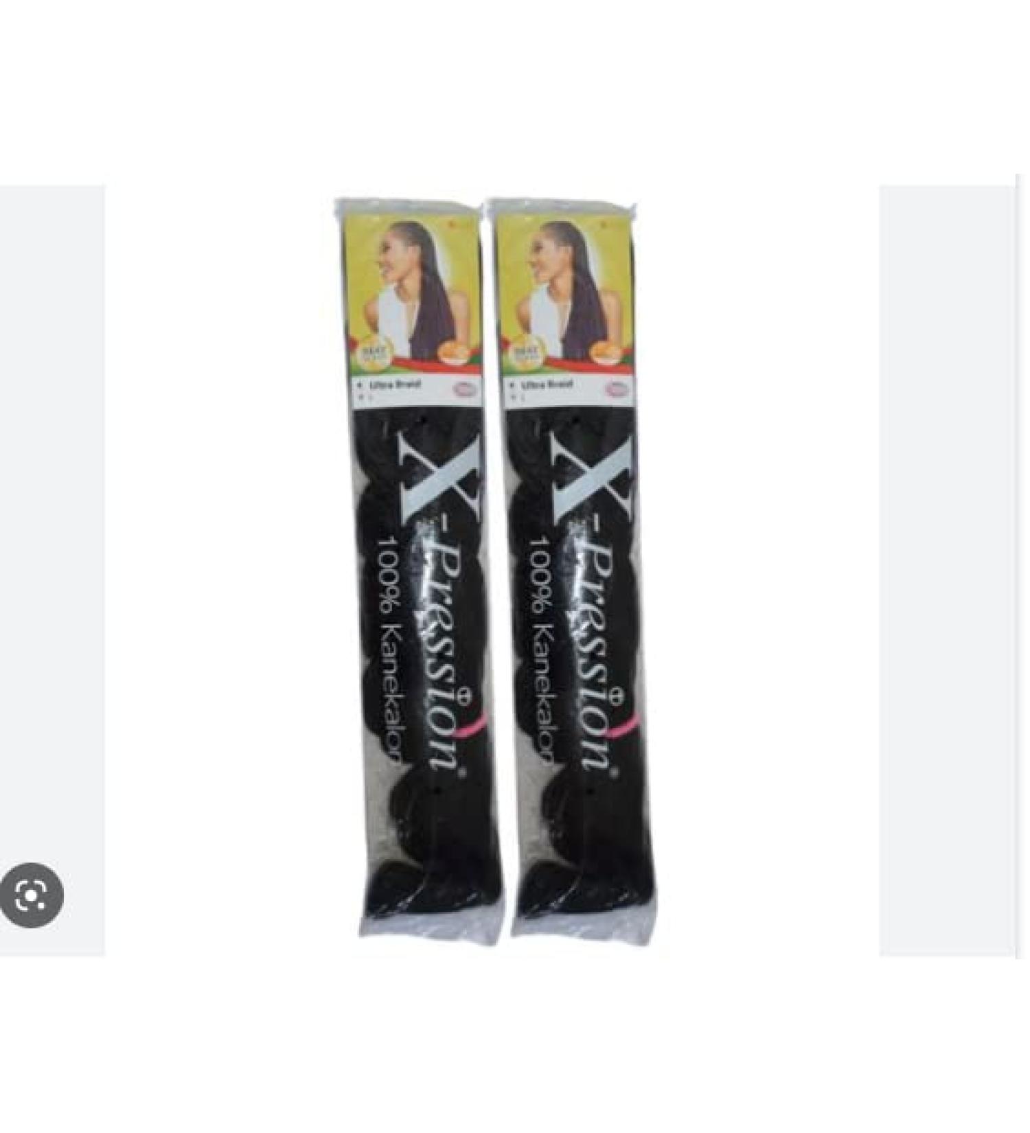 X-pression Ultra Braid Artificial Hair Extension #1 Black Approx. 210cm (2 PCS OFFER) Black 210 cm (Pack of 2)