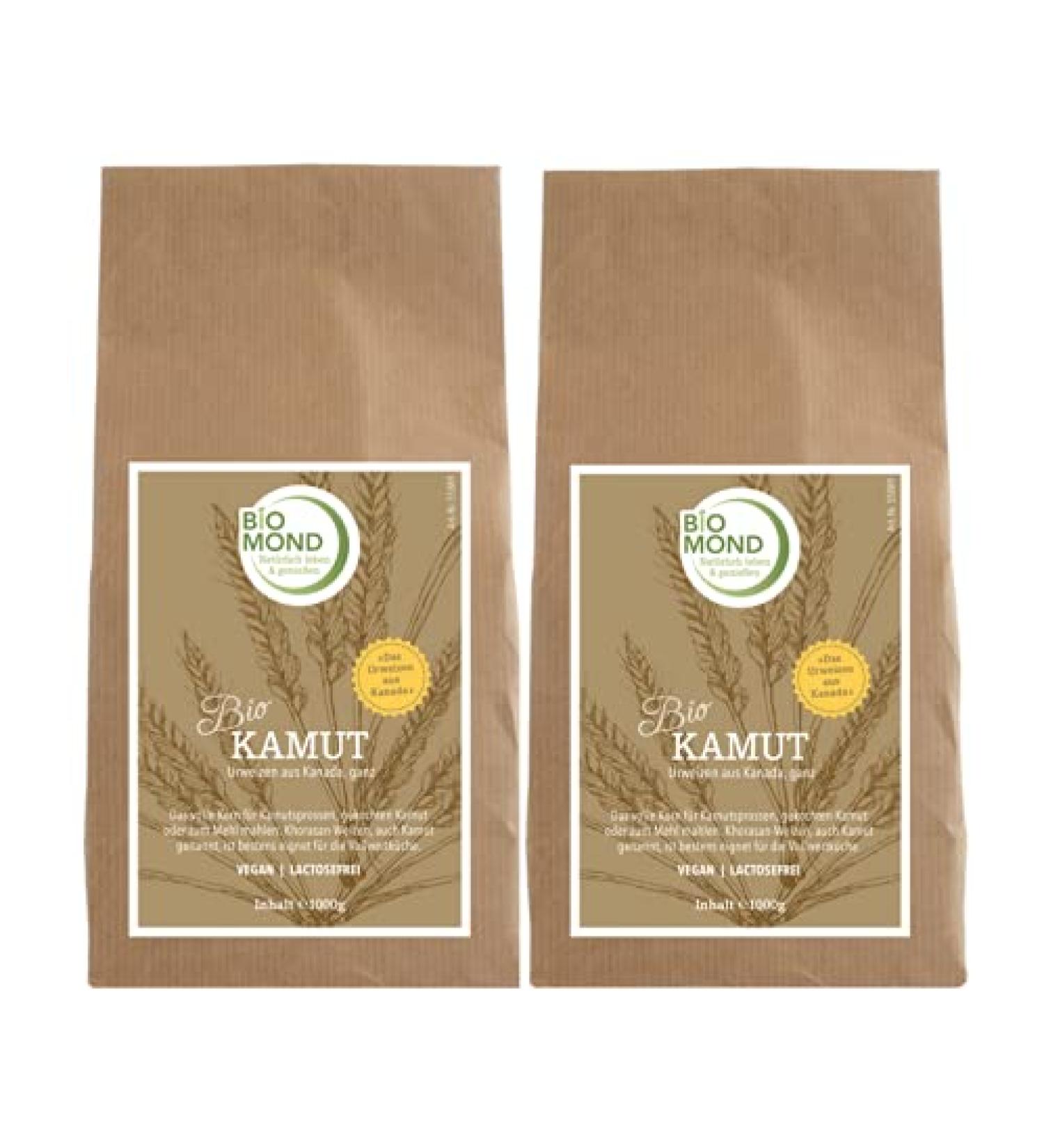 Buy Organic Kamut Ancient Wheat Grains - BIOMOND 2 x 1 000g Value Pack - Premium Khorasan Wheat from Canada for Healthy Eating - Buy Online on SooperMarket.com