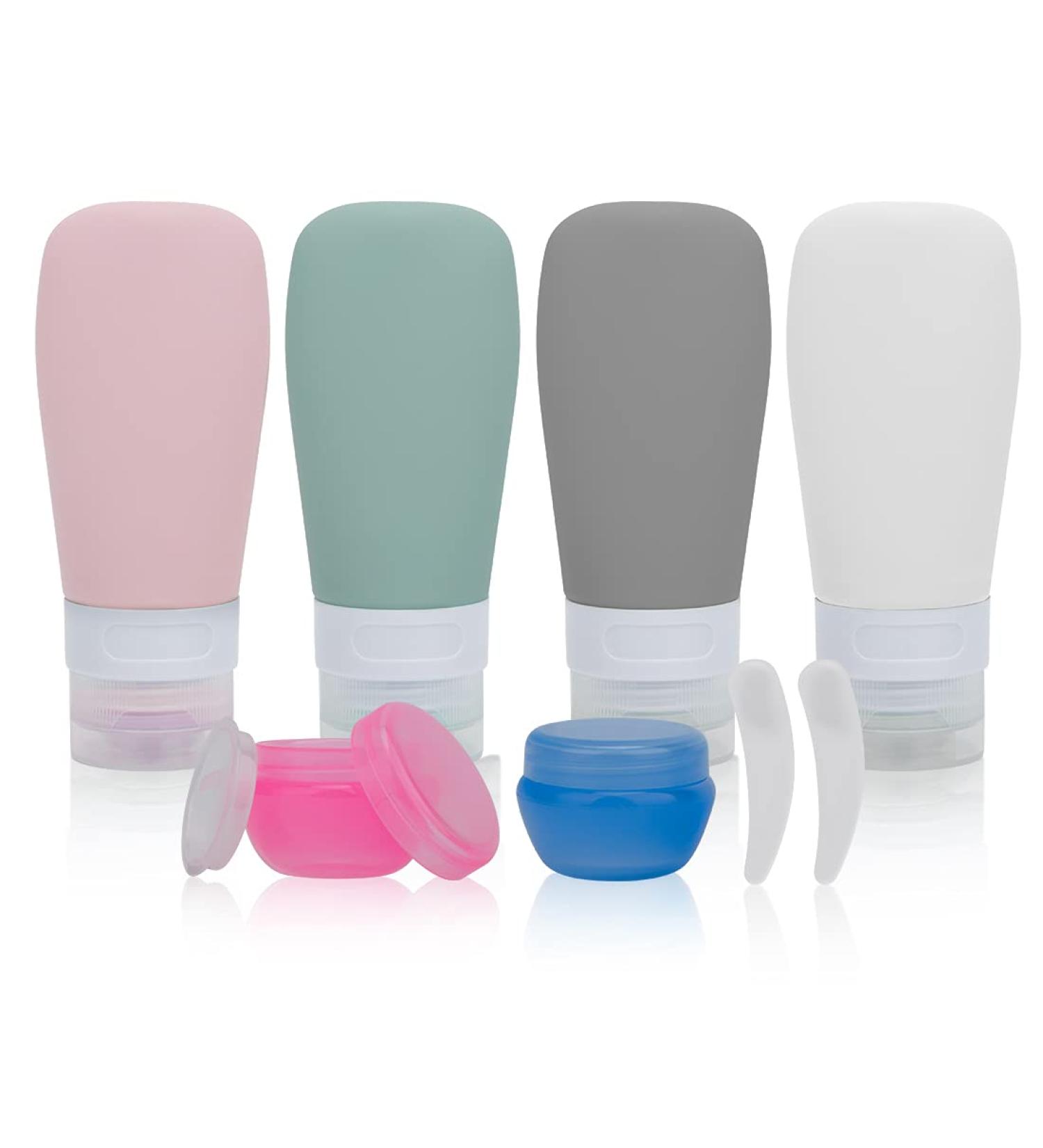 8-Piece Silicone Travel Bottles Set - Leak-Proof Reusable Containers with Transparent Bag for Shampoo Cream and Body Care (60ml) - Buy Online on SooperMarket.com
