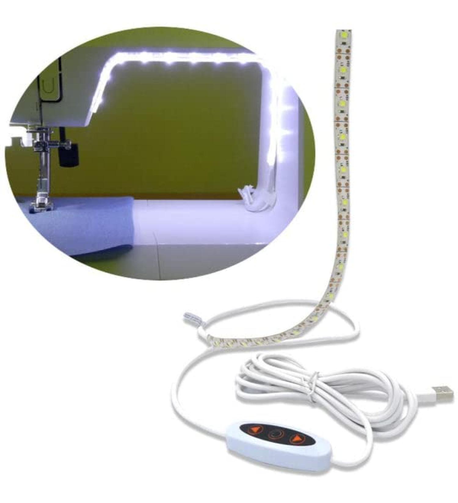 Madam Sew 12 Sewing Machine USB LED Light Strip - Clean White Lights for Brother, Janome, Babylock, Pfaff - Dimmable Strip Light with 98 Power Cord - Buy Online on SooperMarket.com