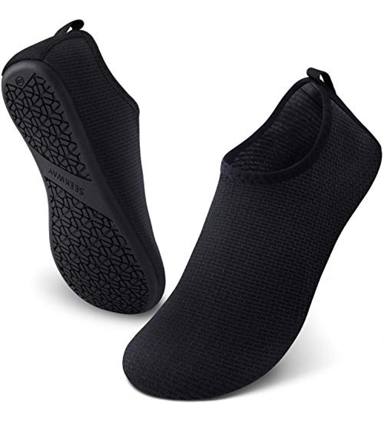 SEEKWAY Water Shoes - Quick Dry Aqua Socks for Beach, Pool & Surf - Black SK002 - Size 8.5-9.5 Women/7.5-8.5 Men - Buy Online on SooperMarket.com