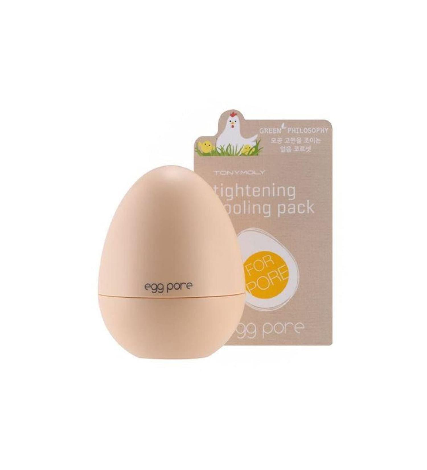 TONYMOLY Egg Pore Tightening Cooling Pack 1.01 Fl Oz - Nature-Driven Ingredients Work Soft on Skin Gradually Tightens Pores