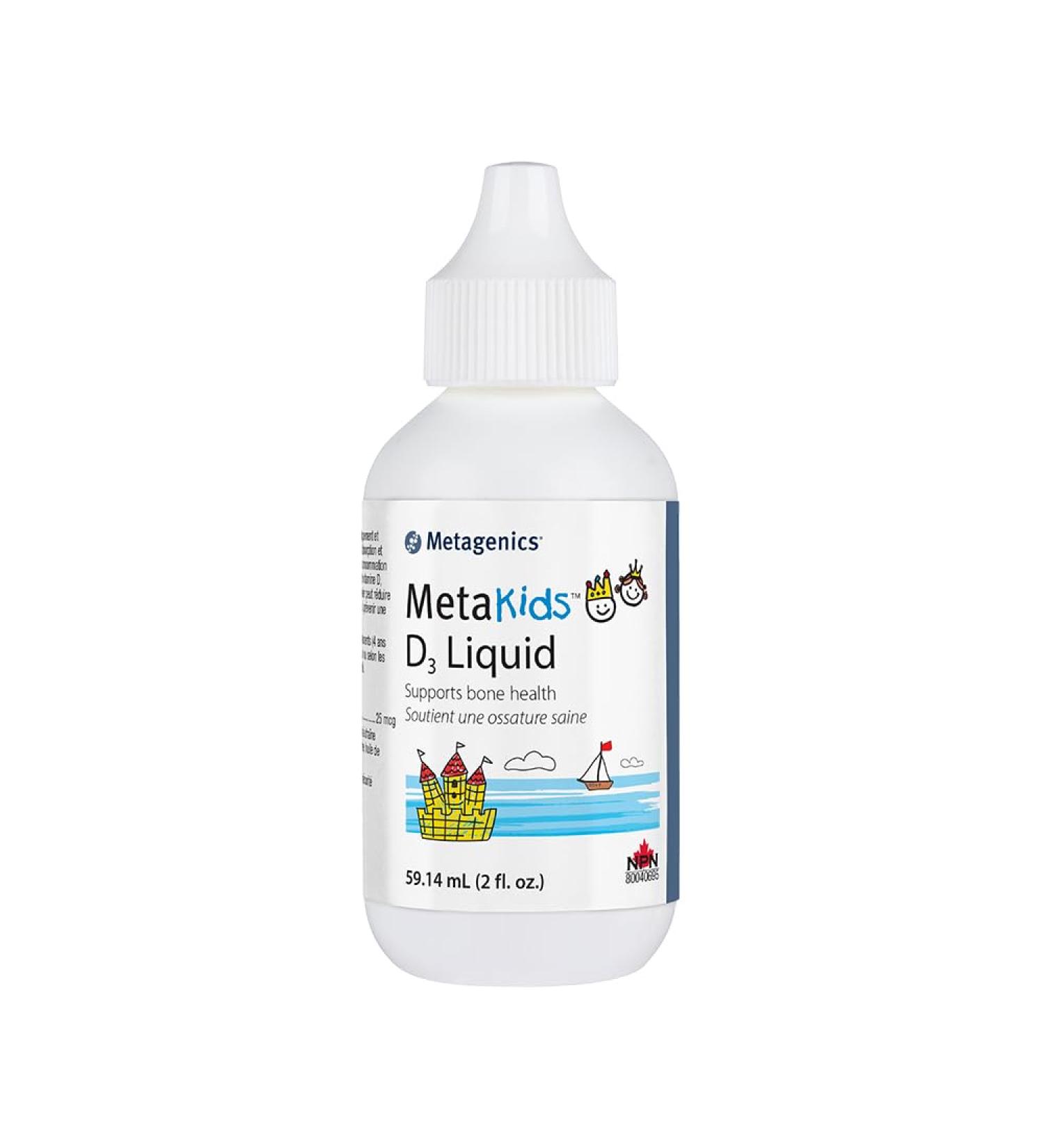 Metagenics - MetaKids D3 Liquid - Vitamin D3 Bone Support Supplement - 59 14 mL - 2 Fl Oz (2 275 servings)