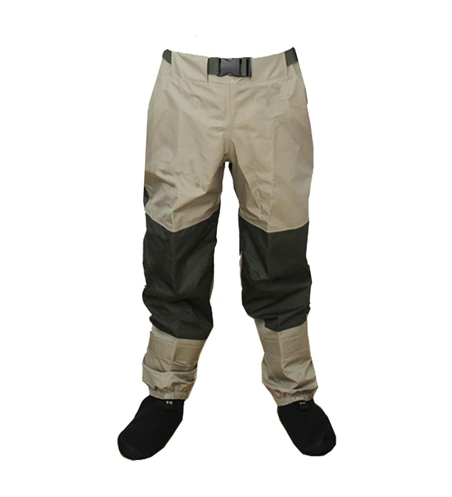 Breathable Waterproof Fishing Clothing - XL Olive Green Wading Pants & Boots for Men | Durable Tricot Material - Buy Online on SooperMarket.com