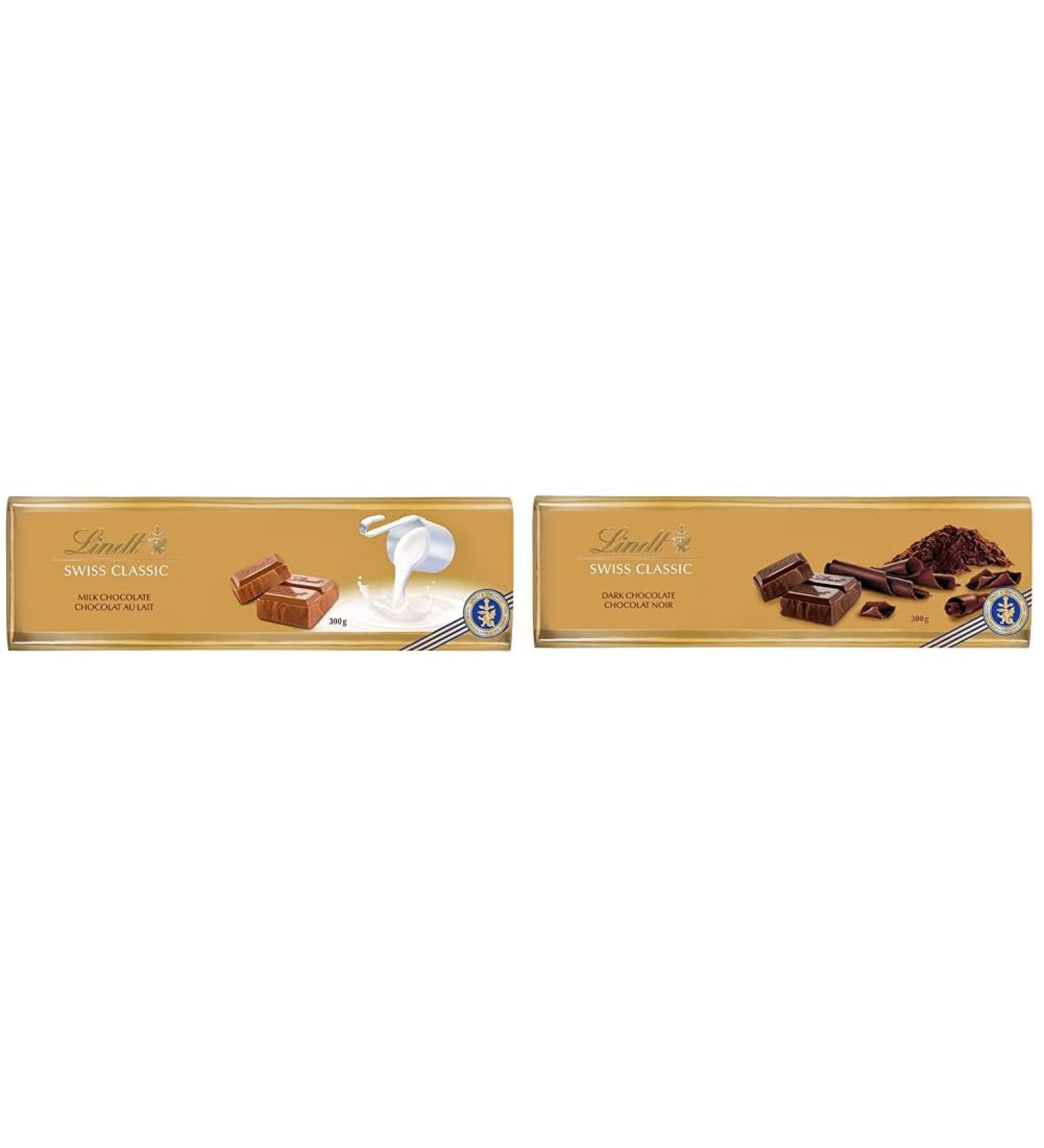 Lindt SWISS CLASSIC Gold Milk Chocolate Bar 300 Grams & SWISS CLASSIC Gold Surfin Dark Chocolate Bar 300 Gram Chocolate Bar Bar + Dark Chocolate Bar - Buy Online on SooperMarket.com