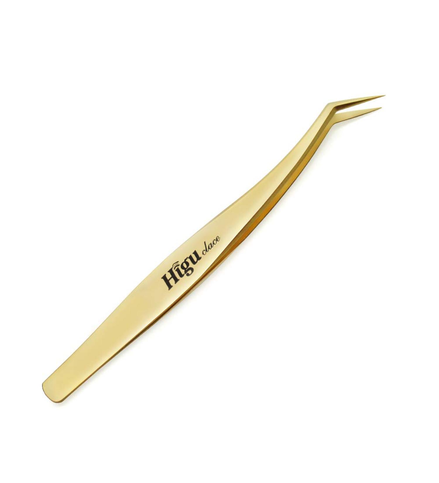 Professional Eyelash Extension Tweezers - Stainless Steel 45 Mega Curved Angled Fine Tip Tweezer for Volume Lashes - Gold Tweezer for Precision Application - 17mm - Eye Lash Extensions Supplies - Buy Online on SooperMarket.com