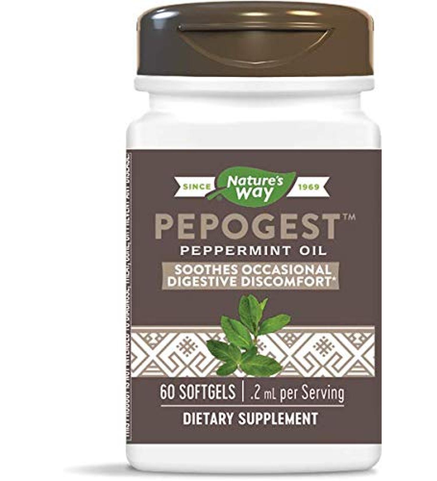 Nature's Way Pepogest Peppermint Oil 0.2 mg - 60 Softgels for Digestive Support - Buy Online on SooperMarket.com