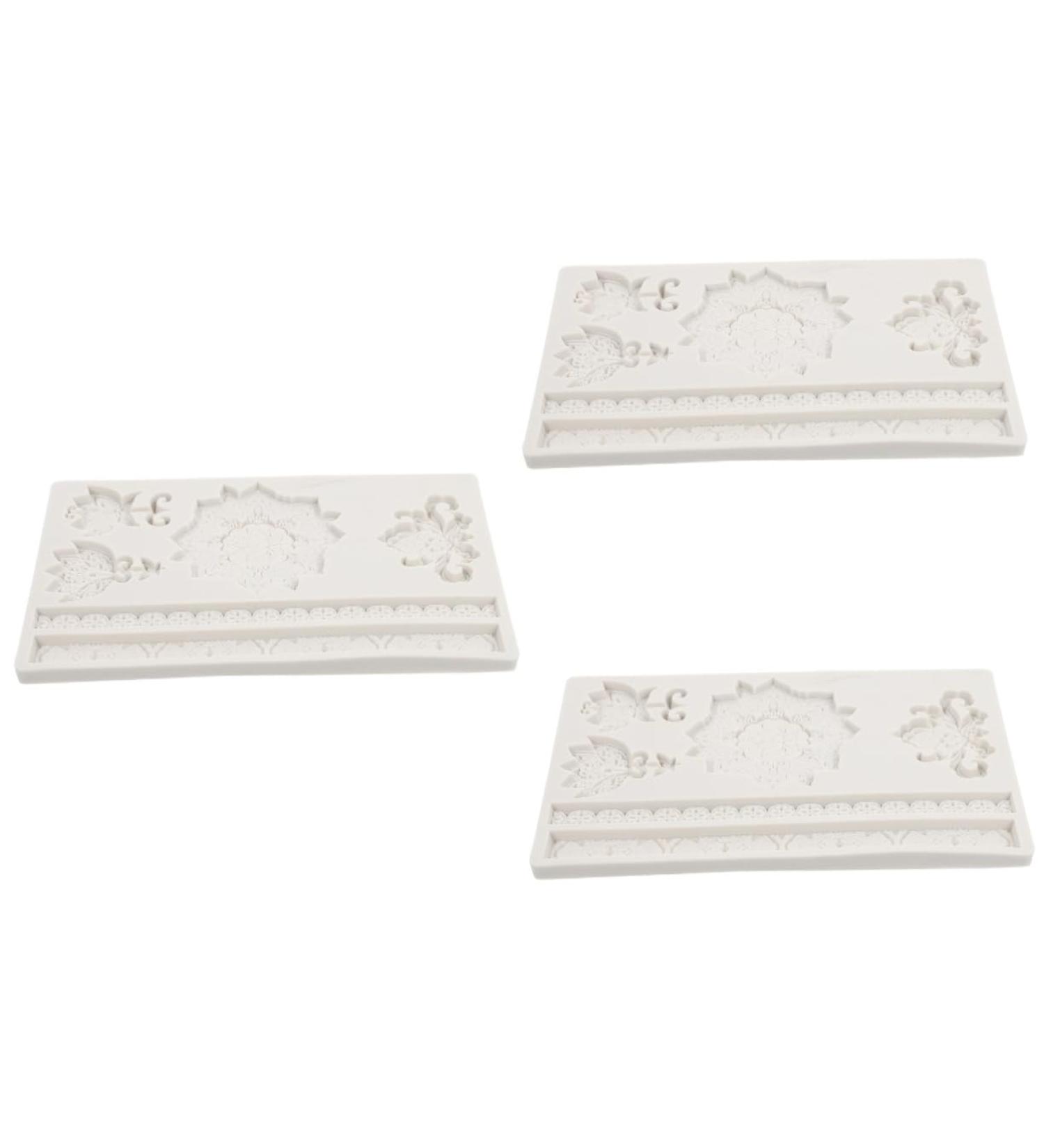 IMIKEYA Baroque Fondant Mold 3pcs Embossed Lace Mold 3D Non Stick Flower Candy Silica Gel Scroll Border Lace Molds 19.5X12X1CMx3pcs - Buy Online on SooperMarket.com