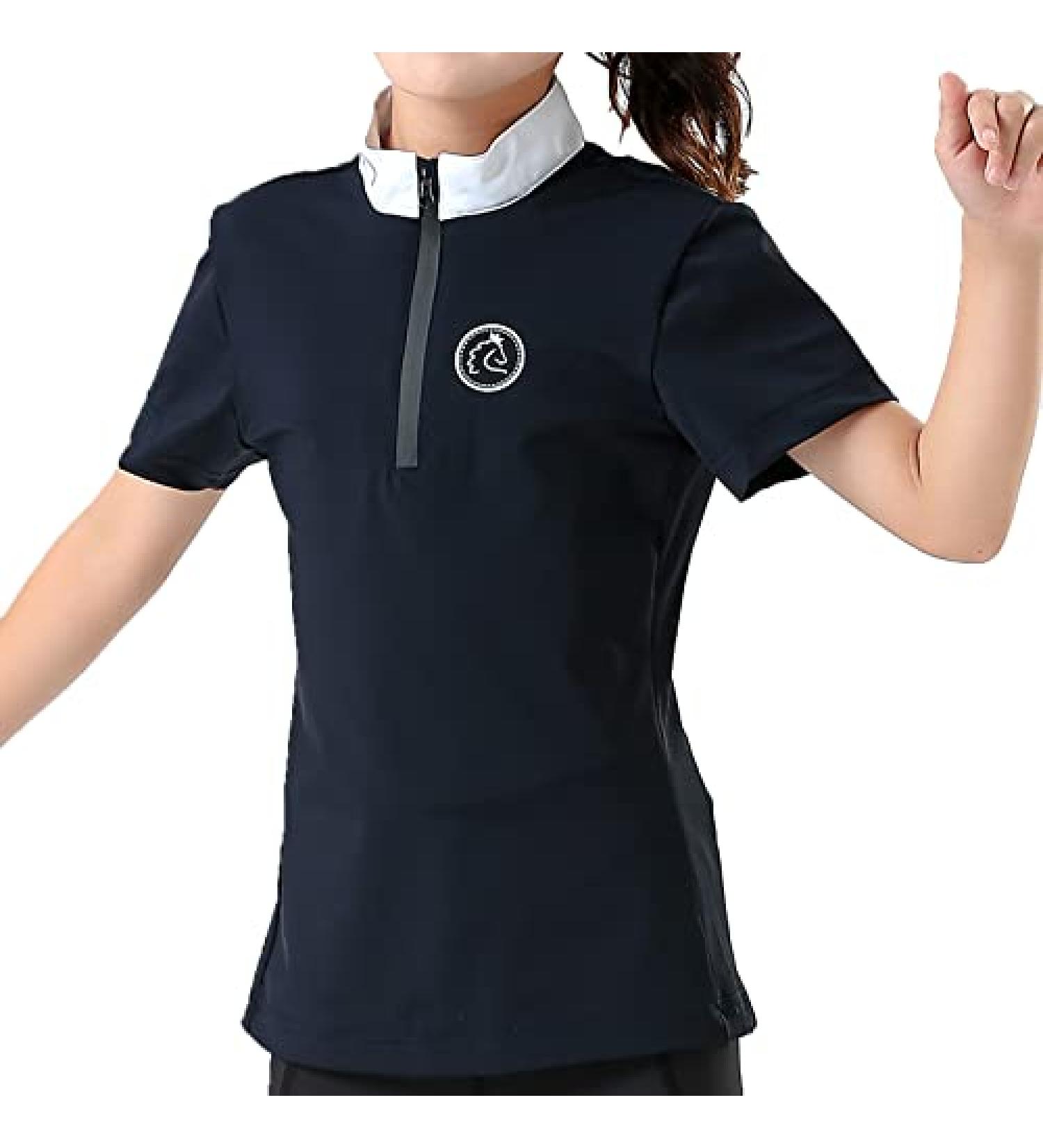 TrustBreech Kids' Short Sleeve Equestrian Sun Shirt - Made in USA, Moisture-Wicking, Ice Fil Lite, Navy - Buy Online on SooperMarket.com