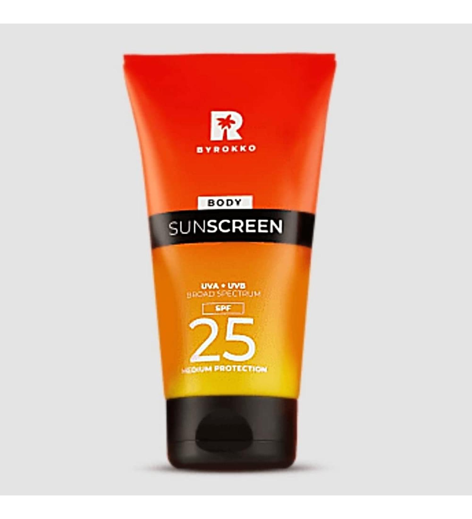 BYROKKO Body Sunscreen SPF 25 150ml | UVA/UVB Protection Cream for Tanners with Light, Fair, and Sensitive Skin - Buy Online on SooperMarket.com