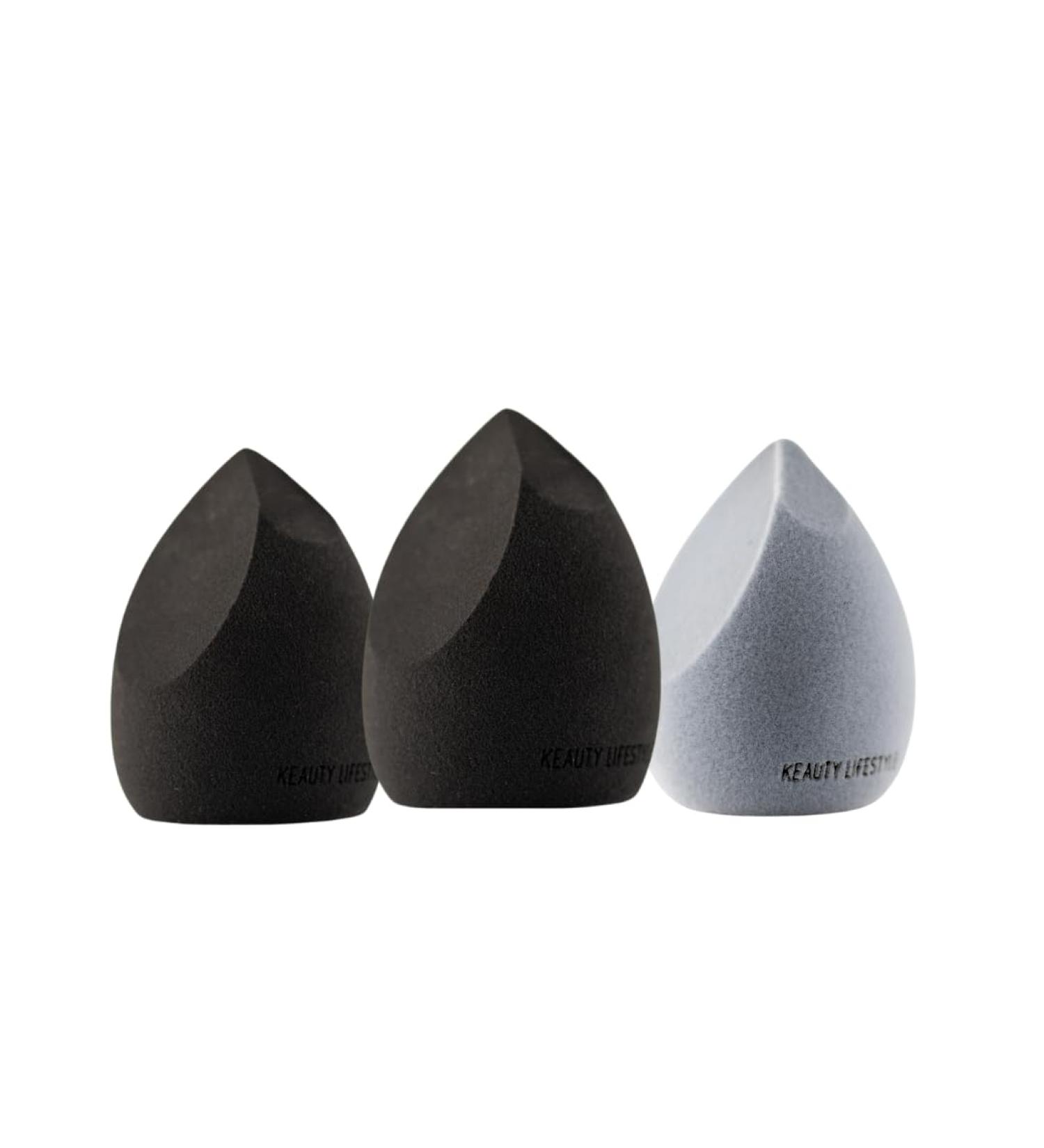 Original 4-Ways Blender - Super Soft Vegan Black Makeup Sponge Set (3pcs) for Flawless Makeup Blending | International Shipping Available - Buy Online on SooperMarket.com