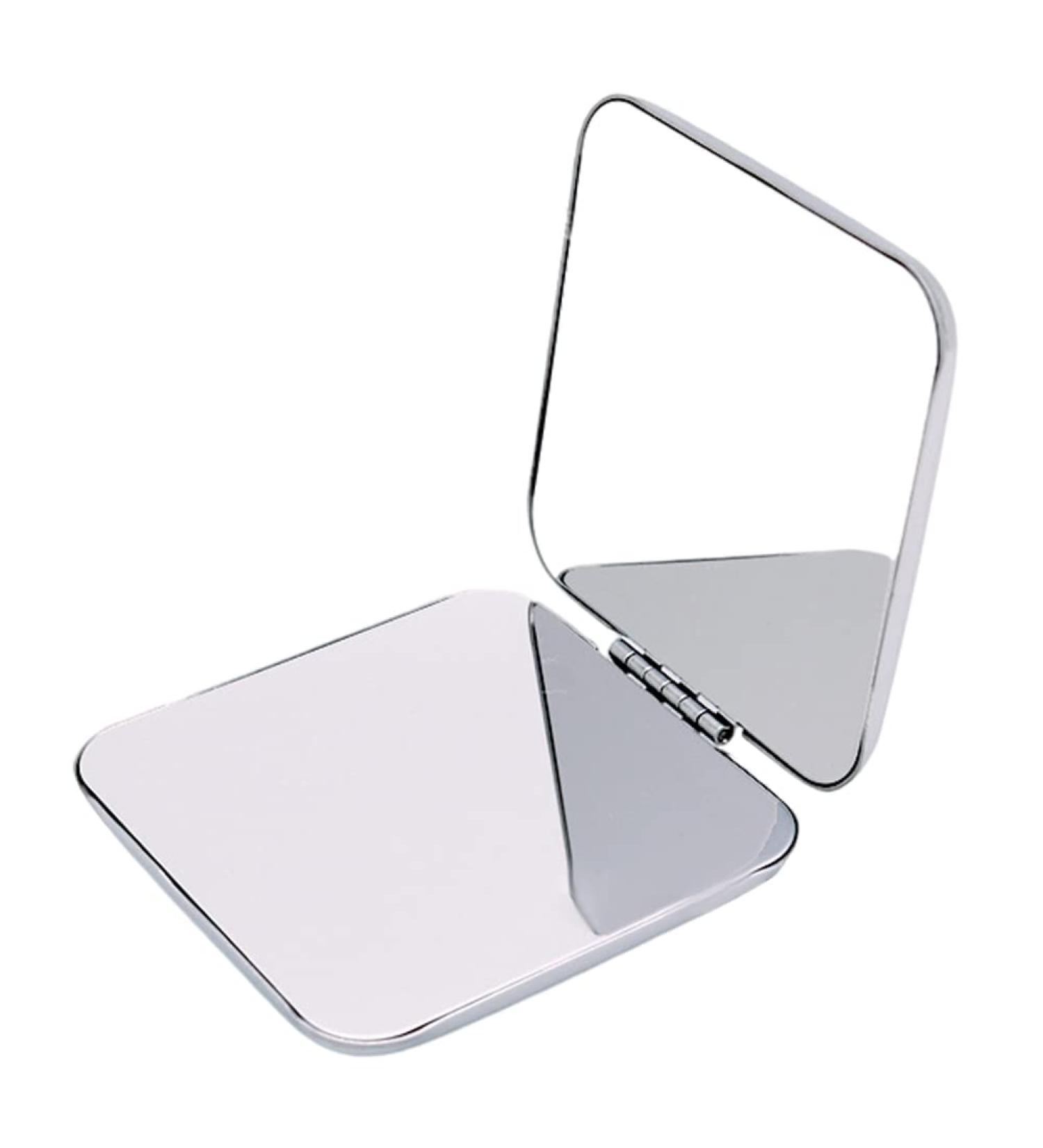 Folding Pocket Mirror Portable Makeup Mirror Stainless Steel Cosmetic Mirror Double Sided Square Mirror for Handbag Purse Pocket Compact - Buy Online on SooperMarket.com