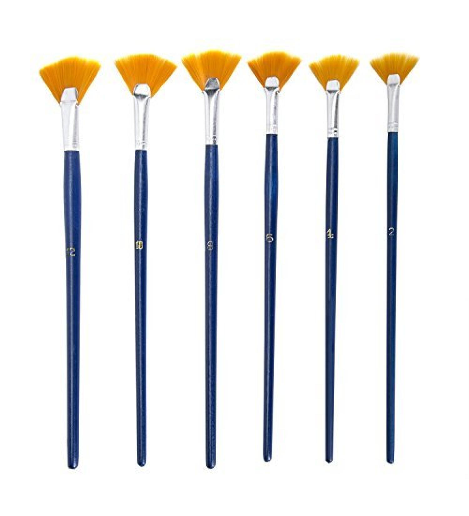 NGWALL Fan Nylon Acrylic Watercolor Paint Brush Set - Blue 6pcs - Buy Online on SooperMarket.com