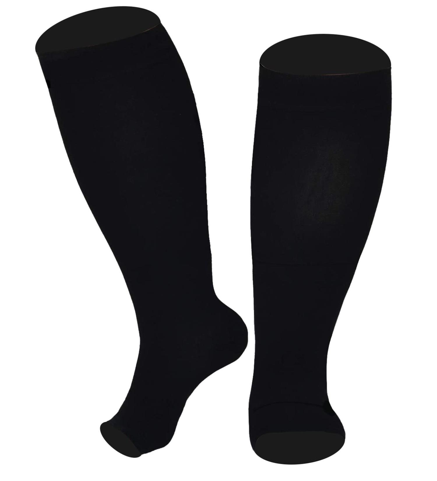 FEOYA Compression Stockings | Medical Thrombosis Socks for Men & Women | Open Lace Calves | Plantar Fasciitis & Heel Spur Support | Sizes M-7XL - Black - Buy Online on SooperMarket.com