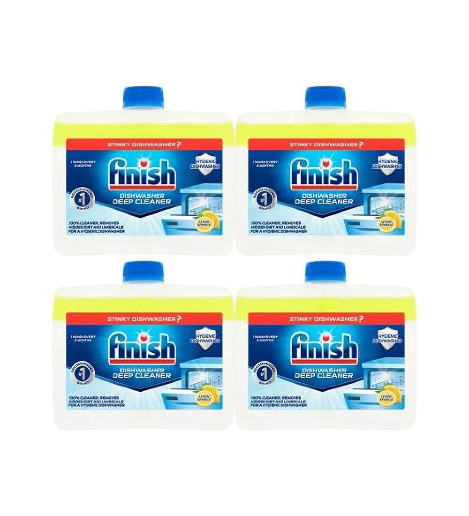 Finish Dishwasher Cleaner - Savers Pack of 4x250ml - De-scales Deep Cleans Prolongs Life of Dishwasher - Removes Nasty Odours