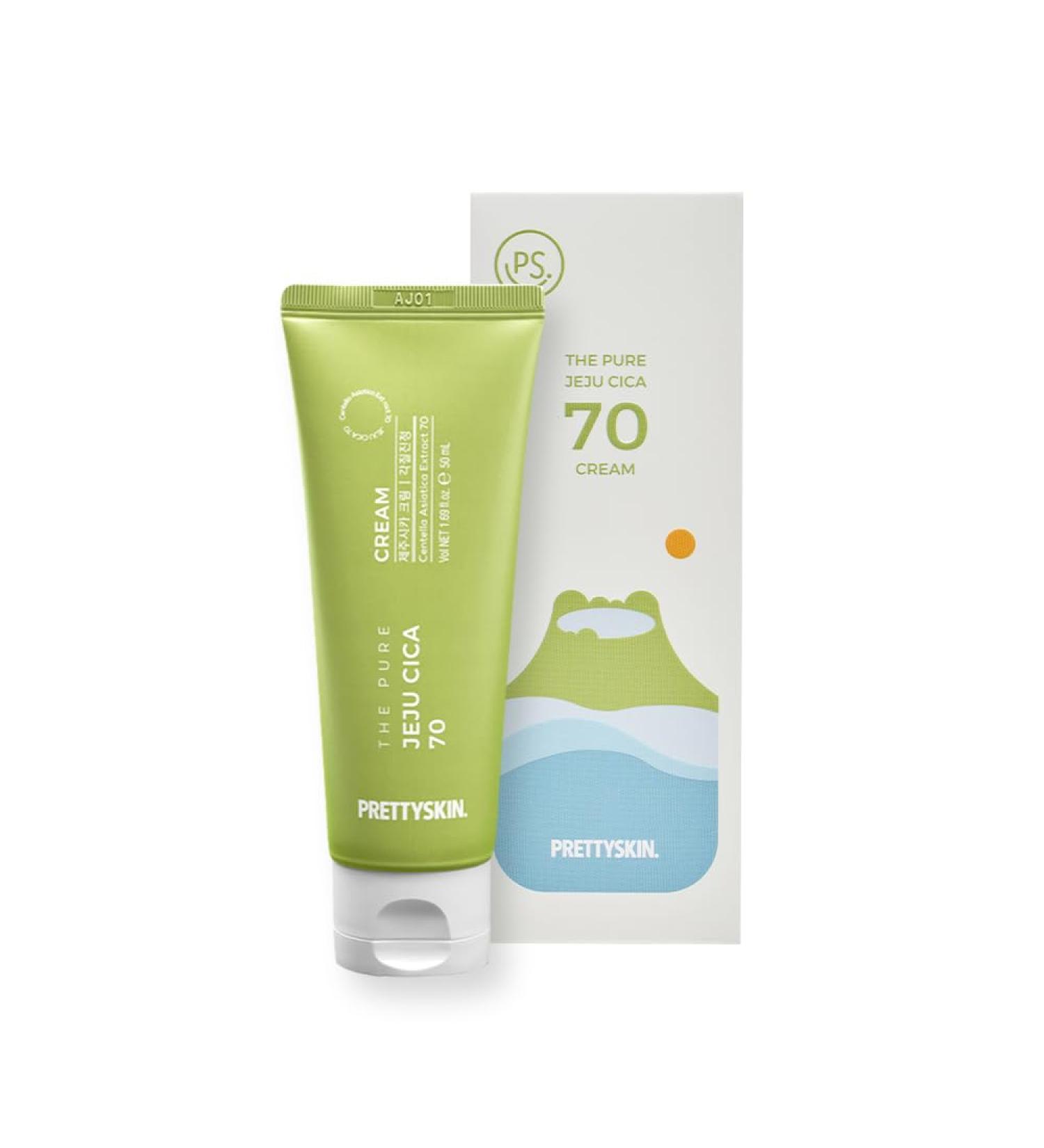 Buy PS.PRETTYSKIN Pure Jeju Cica 70% Facial Cream 50ml | Hypoallergenic Ginseng & Propolis Extract for All Skin Types - Buy Online on SooperMarket.com