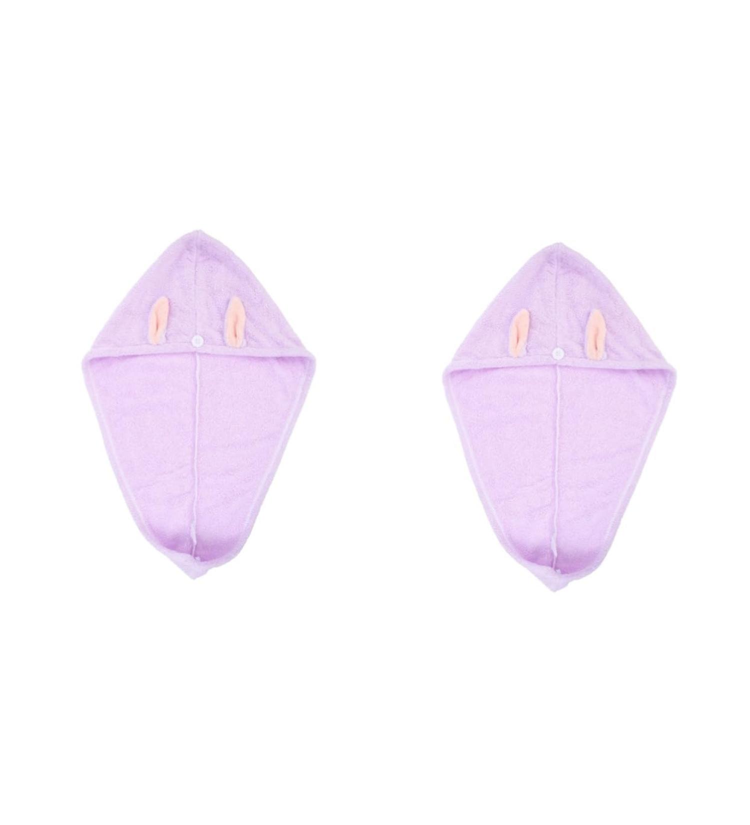 MAGICLULU 2pcs Bunny Ears Dry Hair Hat Hair Ring Aldult Coral Fleece Violet - Buy Online on SooperMarket.com