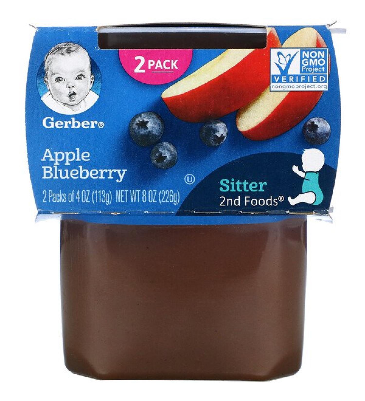 Gerber Apple Blueberry 2nd Foods - 4 oz (113g) Pack of 2 | Healthy Baby Puree - Buy Online on SooperMarket.com