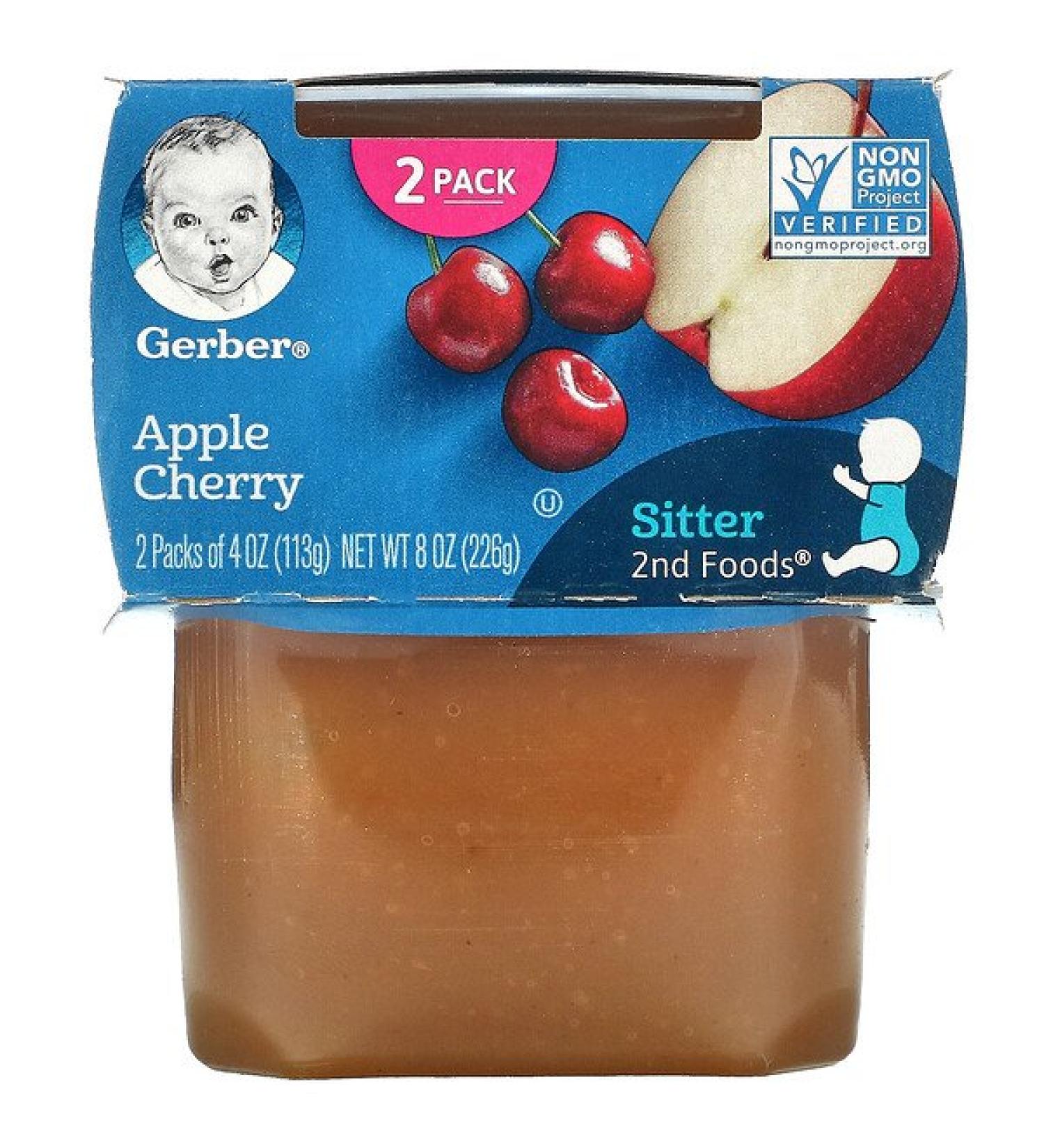 Gerber Apple Cherry 2nd Foods - 2 Pack (4 oz each) | Baby Food Puree - Buy Online on SooperMarket.com