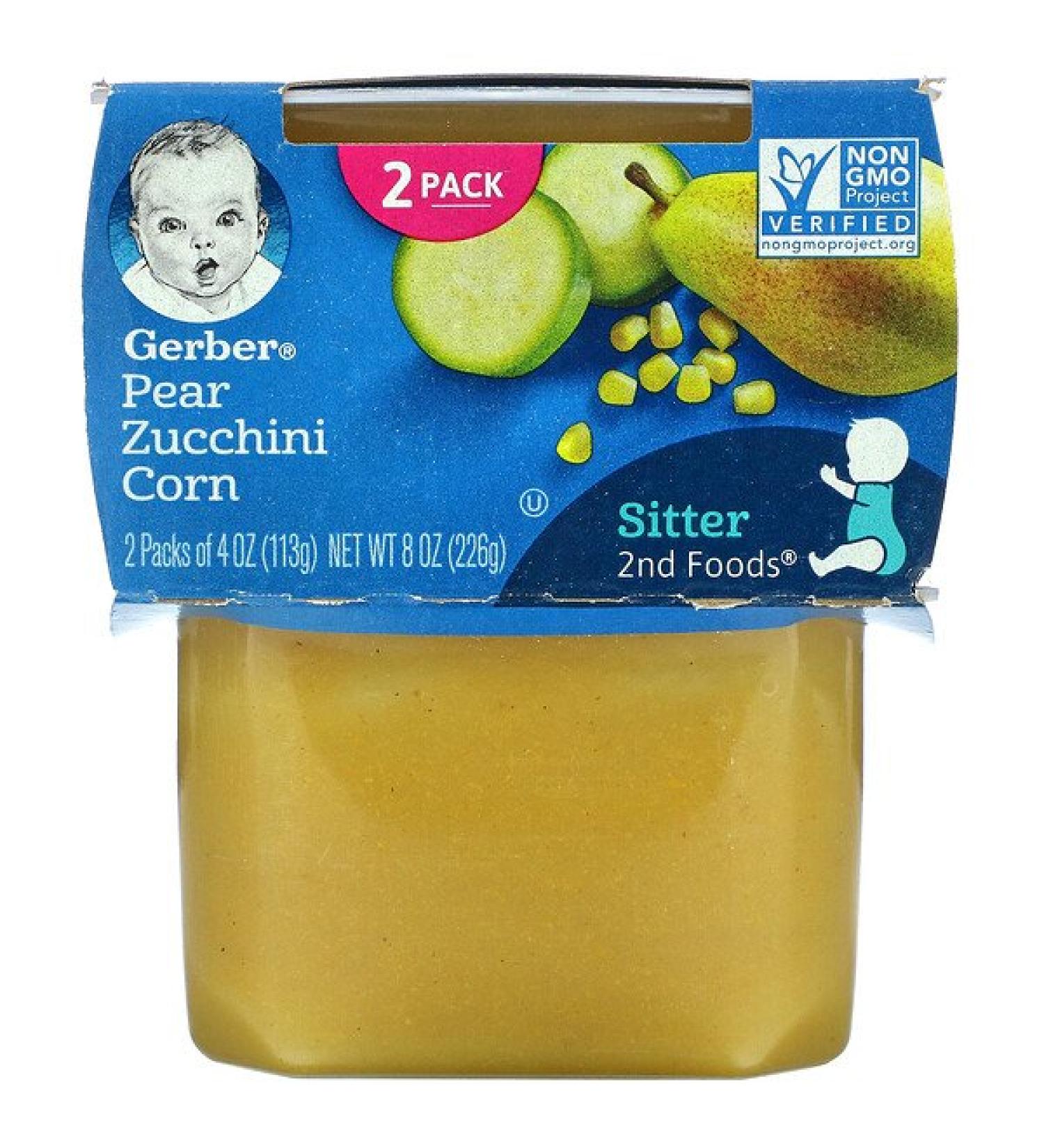 Gerber Pear Zucchini Corn 2nd Foods - 4 oz 2-Pack Baby Food | Nutrient-Rich & Delicious - Buy Online on SooperMarket.com