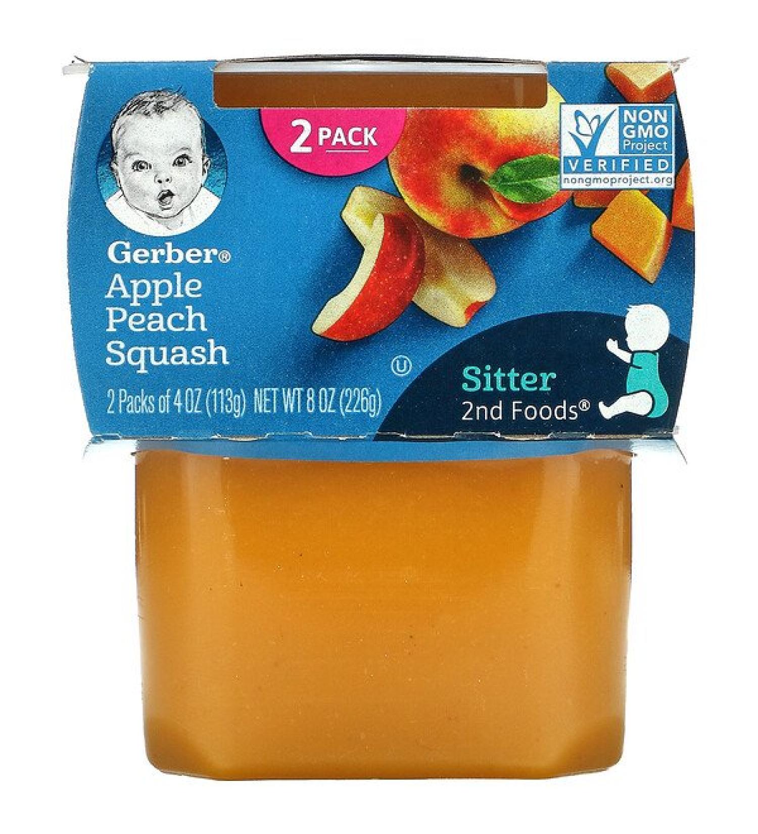 Gerber Apple Peach Squash 2nd Foods - 2 Pack (4 oz Each) | Healthy Baby Food - Buy Online on SooperMarket.com