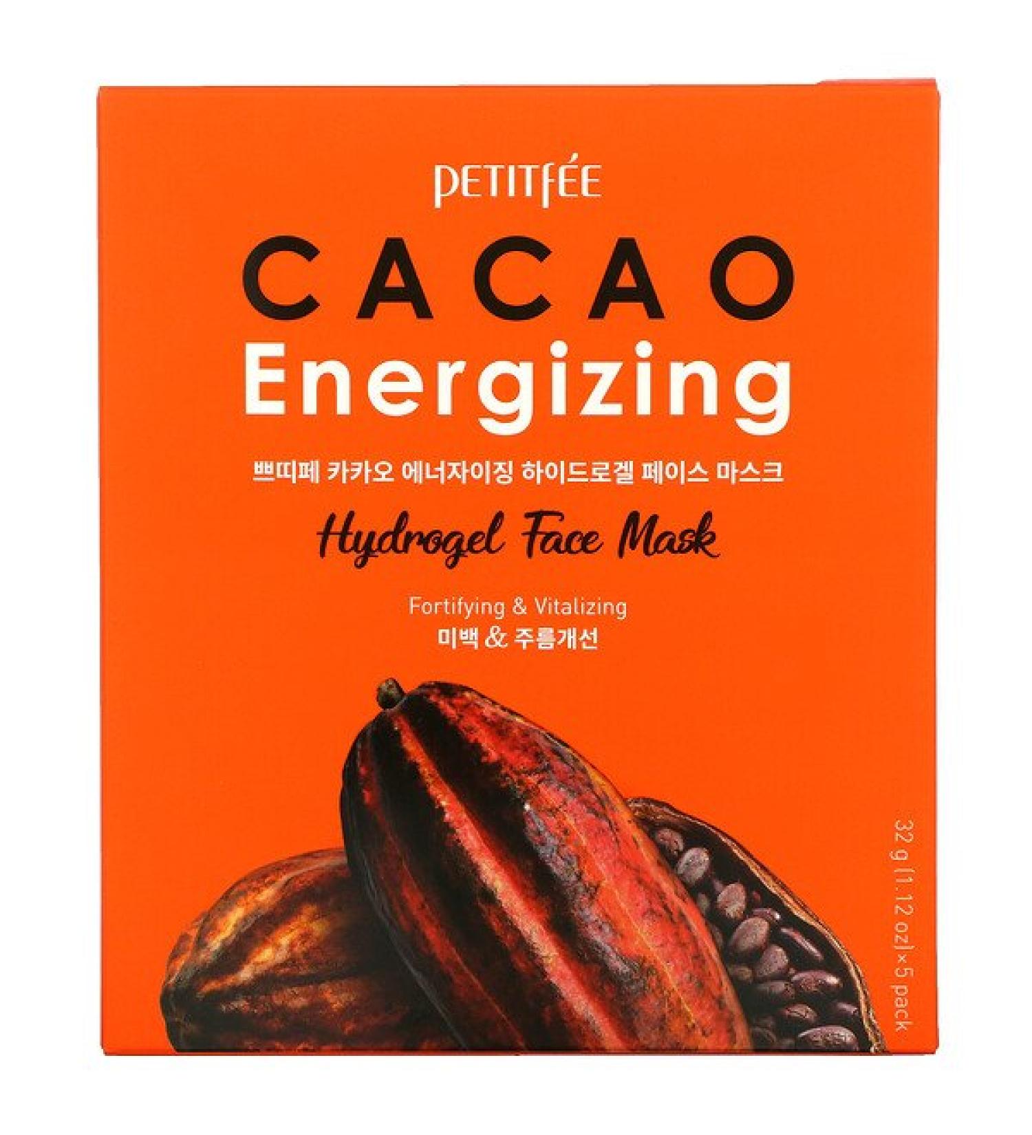 Petitfee Cacao Energizing Hydrogel Face Mask - 5 Pack (1.12 oz) | Revitalize & Refresh - Buy Online on SooperMarket.com