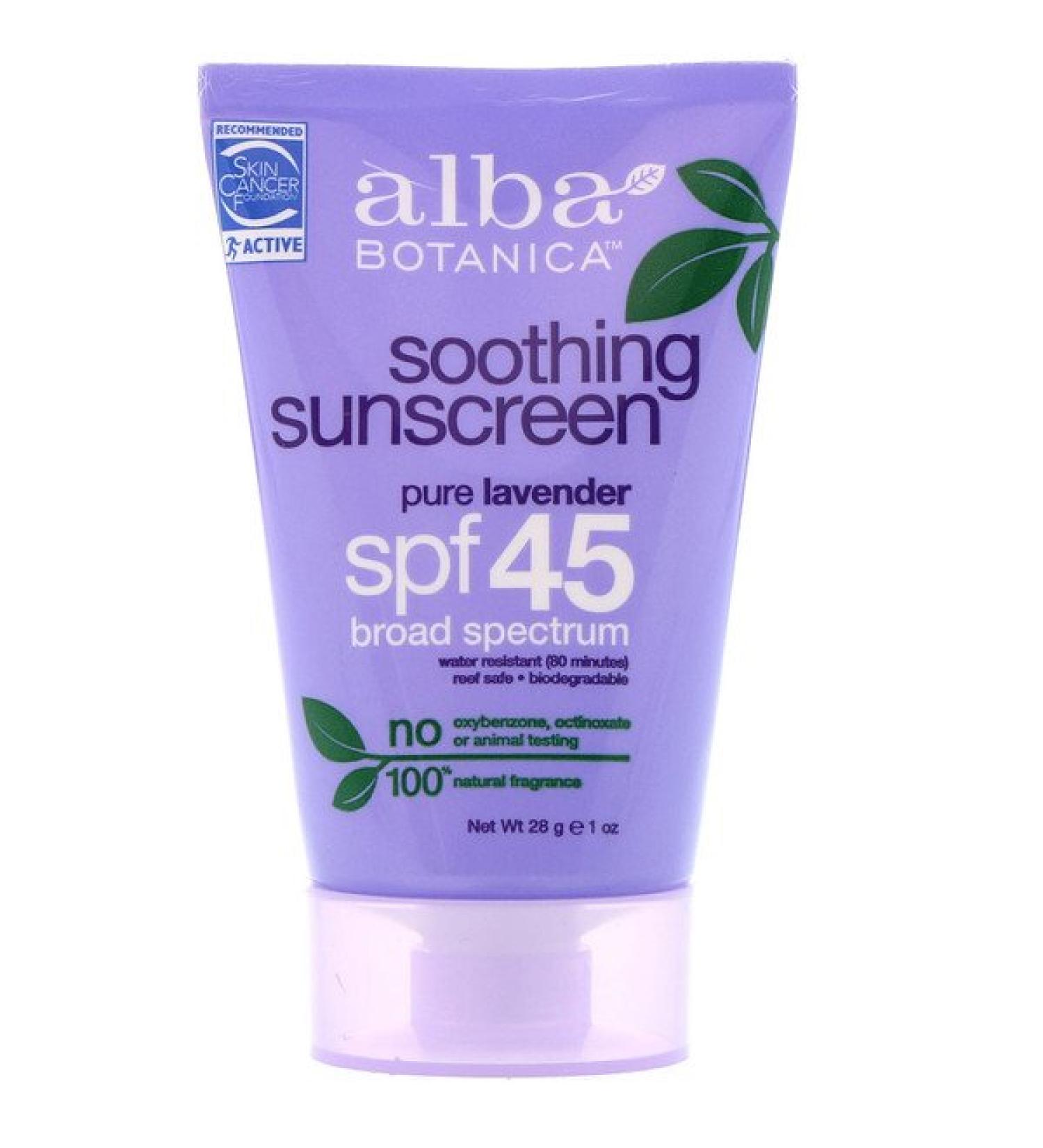 Alba Botanica Soothing Sunscreen SPF 45 Pure Lavender 1 oz (28 g)