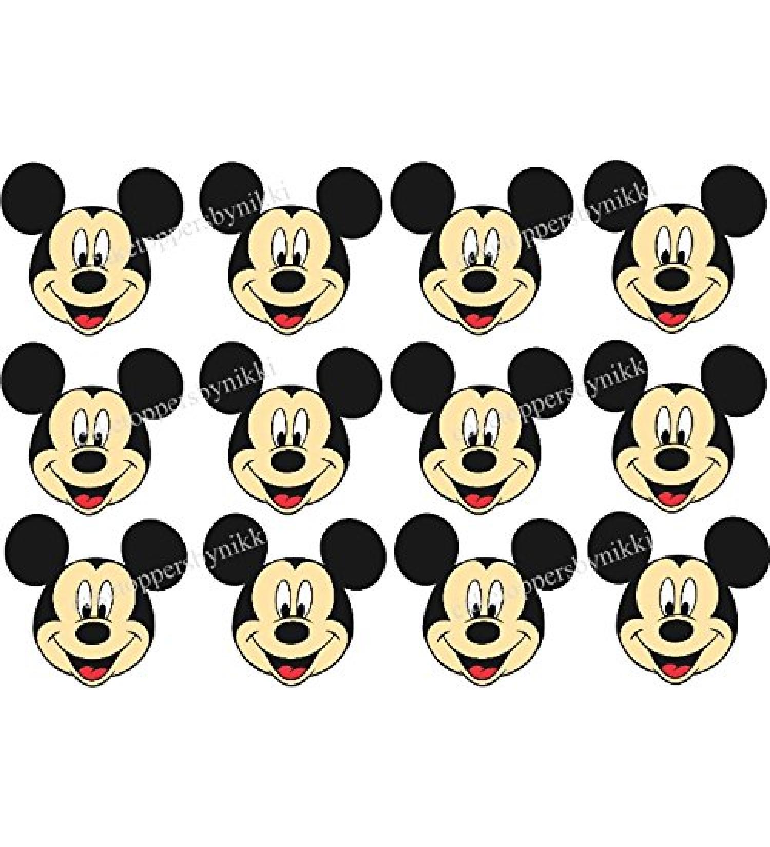 12 X Edible Mickey Mouse Faces Uncut Icing Cake Cupcake Topper
