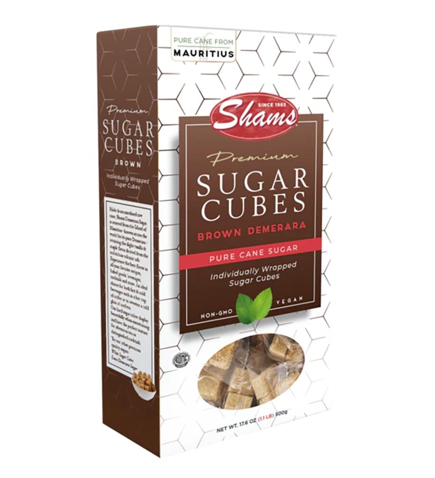 Shams Kosher Sugar Cubes | Pure Cane Non-GMO Vegan | Certified Kosher | Demerara Sugar for Coffee Cocktails Tea - 17.6 oz - Buy Online on SooperMarket.com