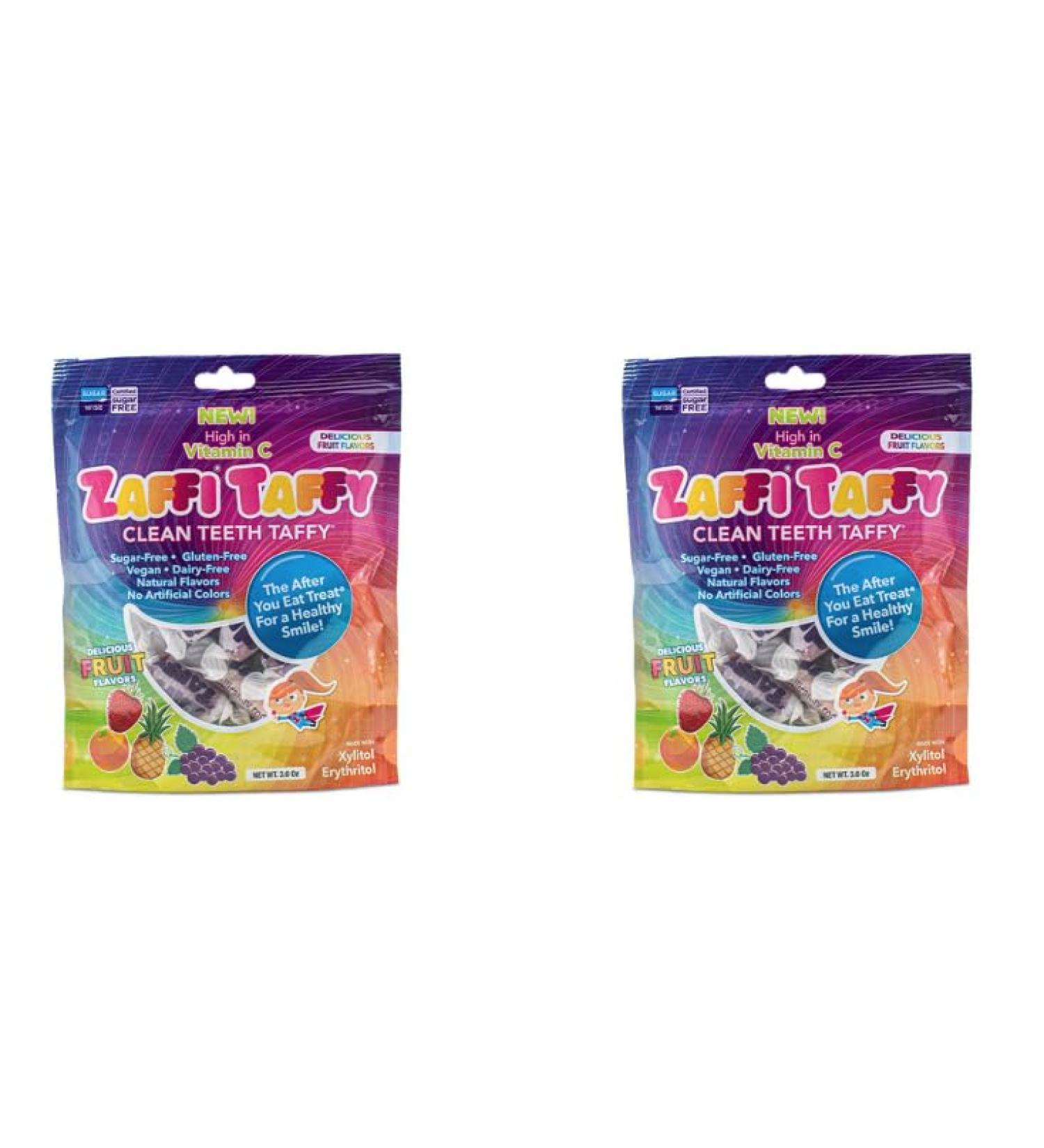 Zollipops Candy Clean Teeth Keto Sugar Free Taffy Assorted Flavors 30 counts in total (Pack of 2) - Dental-Friendly Taffy for a Sweet and Healthy Treat - Buy Online on SooperMarket.com