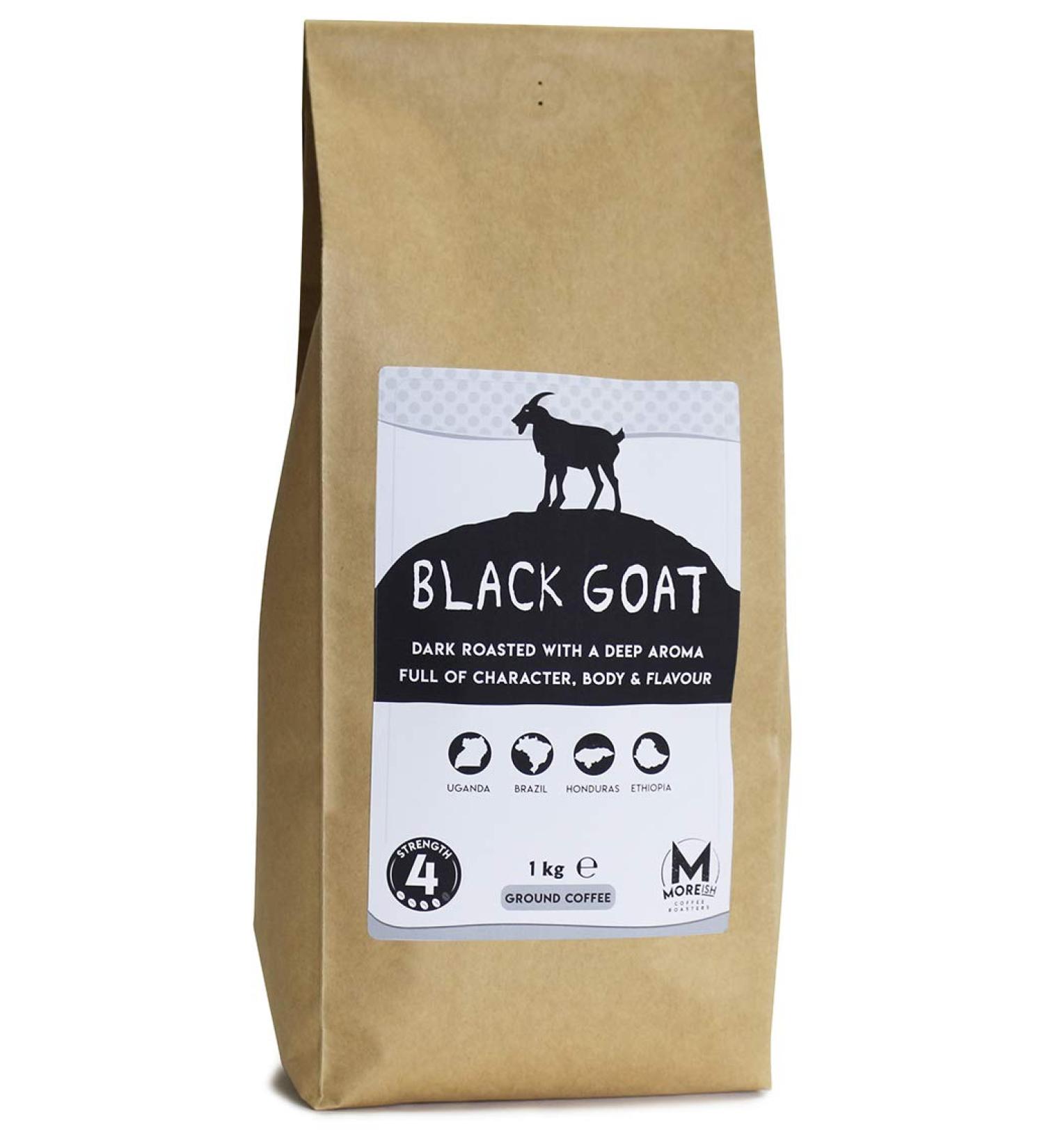 Moreish Black Goat - Dark Roast Ground Coffee 1kg | Filter/Cafetiere Grind - Buy Online on SooperMarket.com