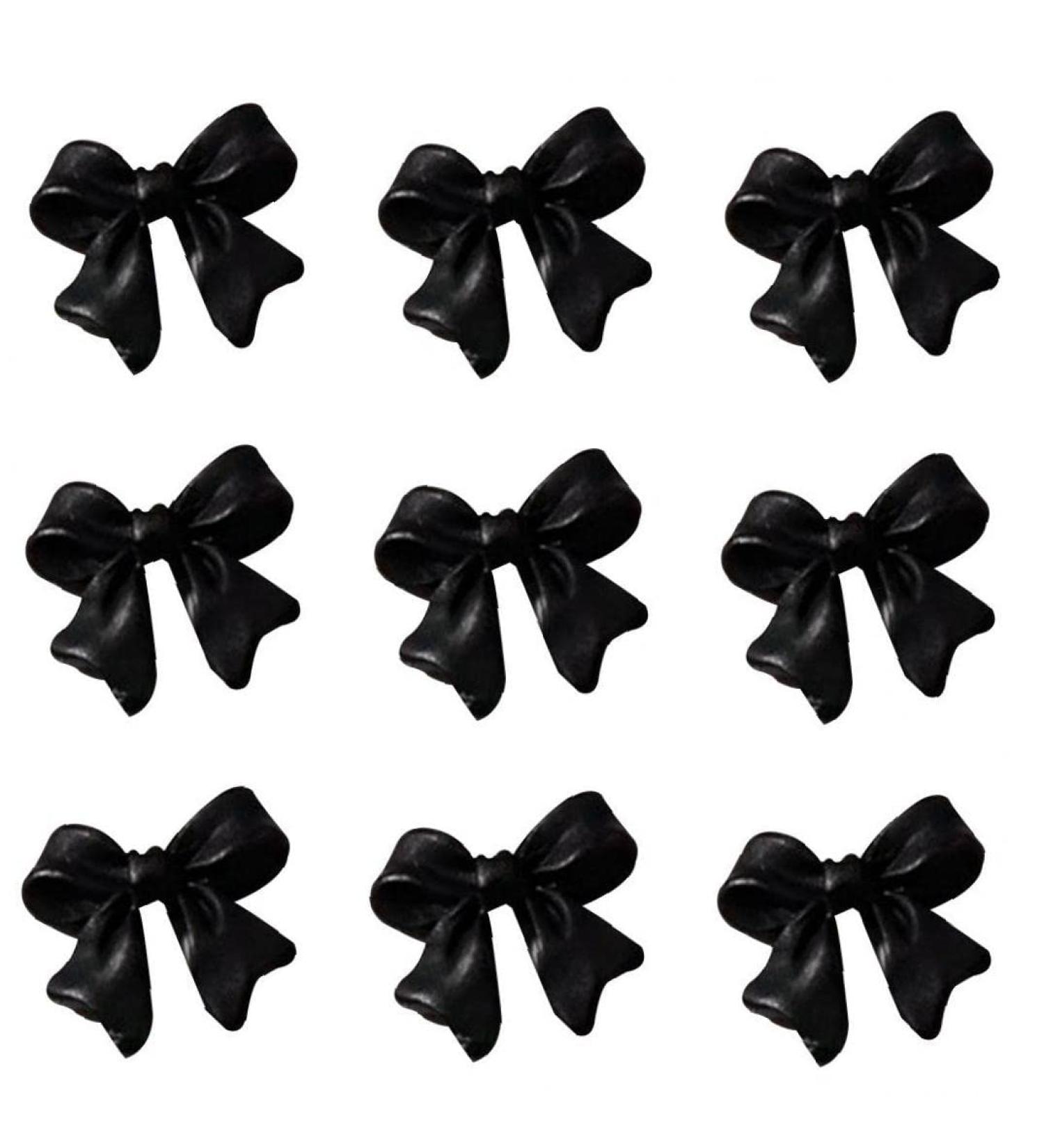50pcs Bow Resin Nail Art Decorations | 3D Bowknot Nail Charms for Manicure | Black DIY Jewelry Accessories - Buy Online on SooperMarket.com